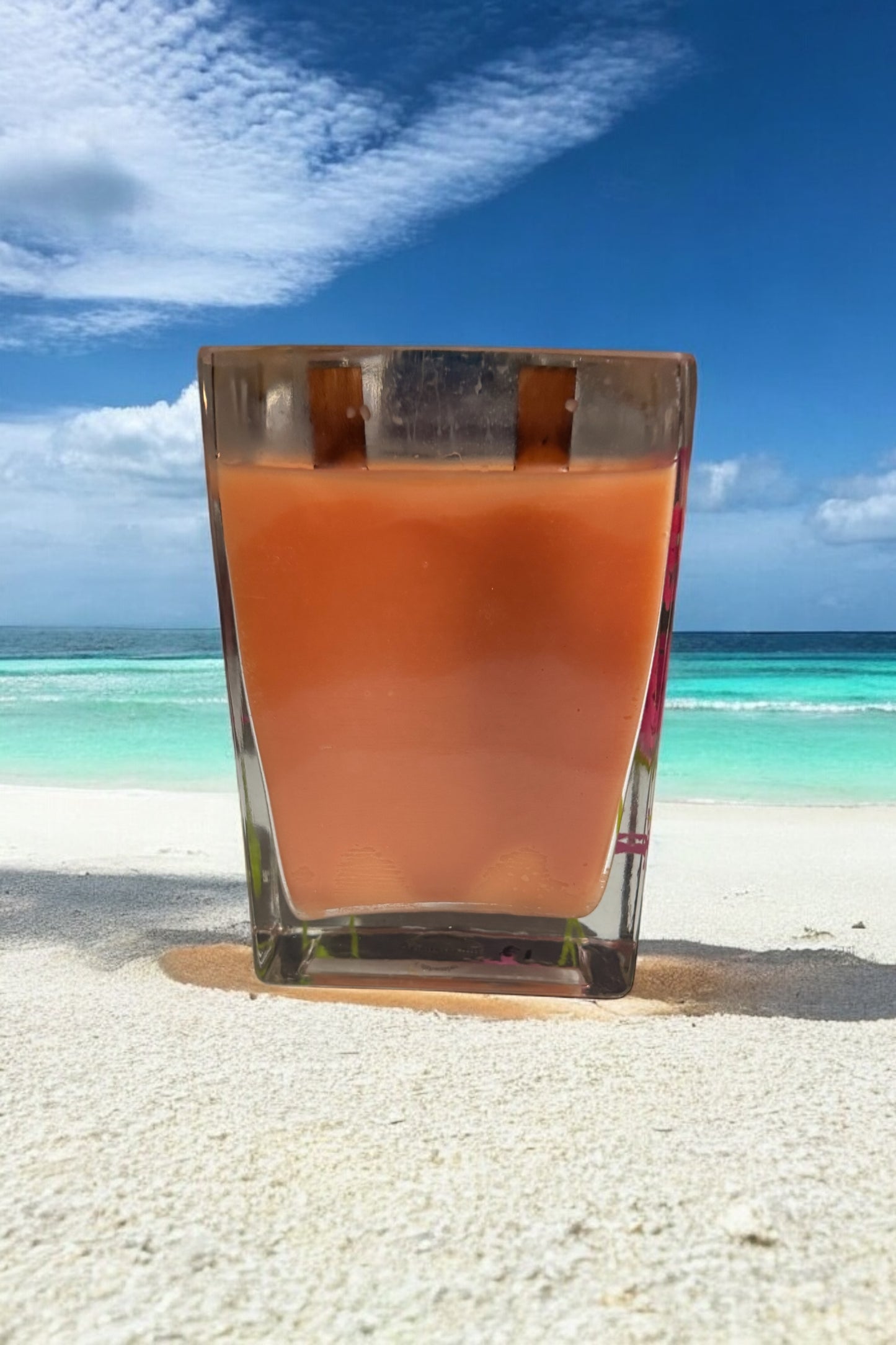 Beach Bum Repurposed Vintage Glass Vase 18fl oz