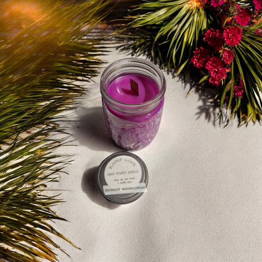 Midnight Moonflowers Candle Repurposed Vintage Mason(type) Jar 6fl oz