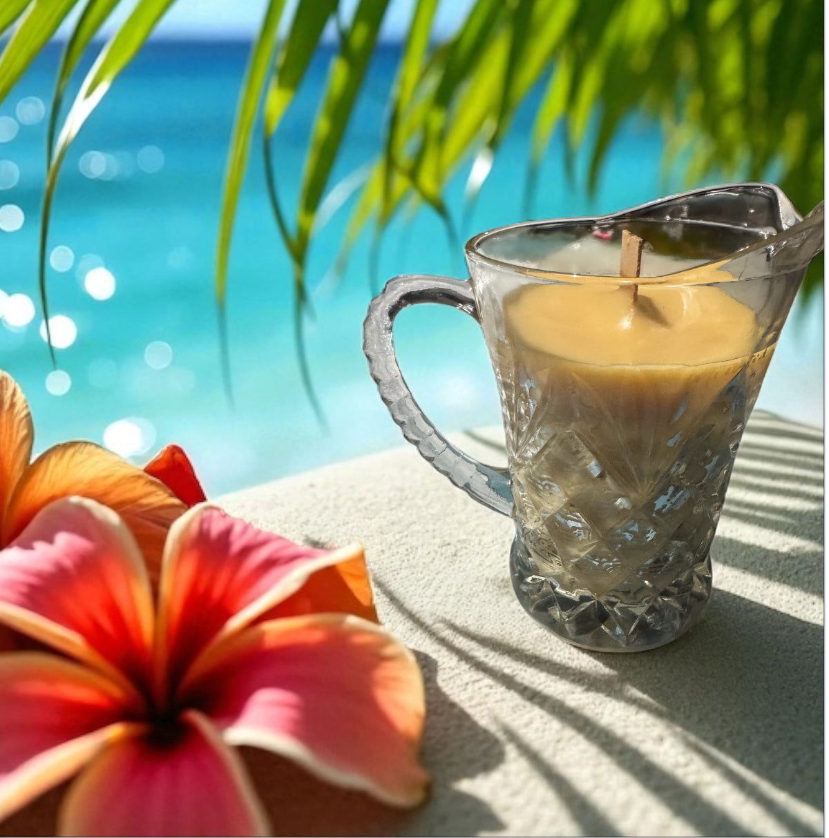 Beach Bum 10fl oz Repurposed Vintage Rare Mini Crystal Pitcher