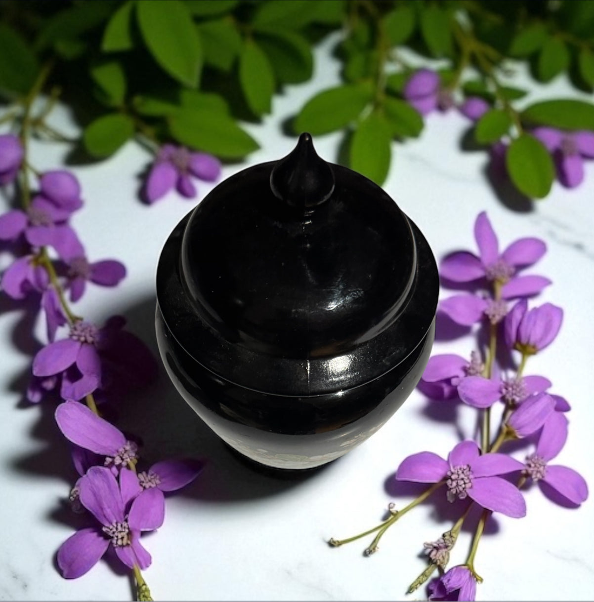 Violet Eclipse Candle 16fl oz Repurposed Vintage Black Amethyst Glass Ginger Jar