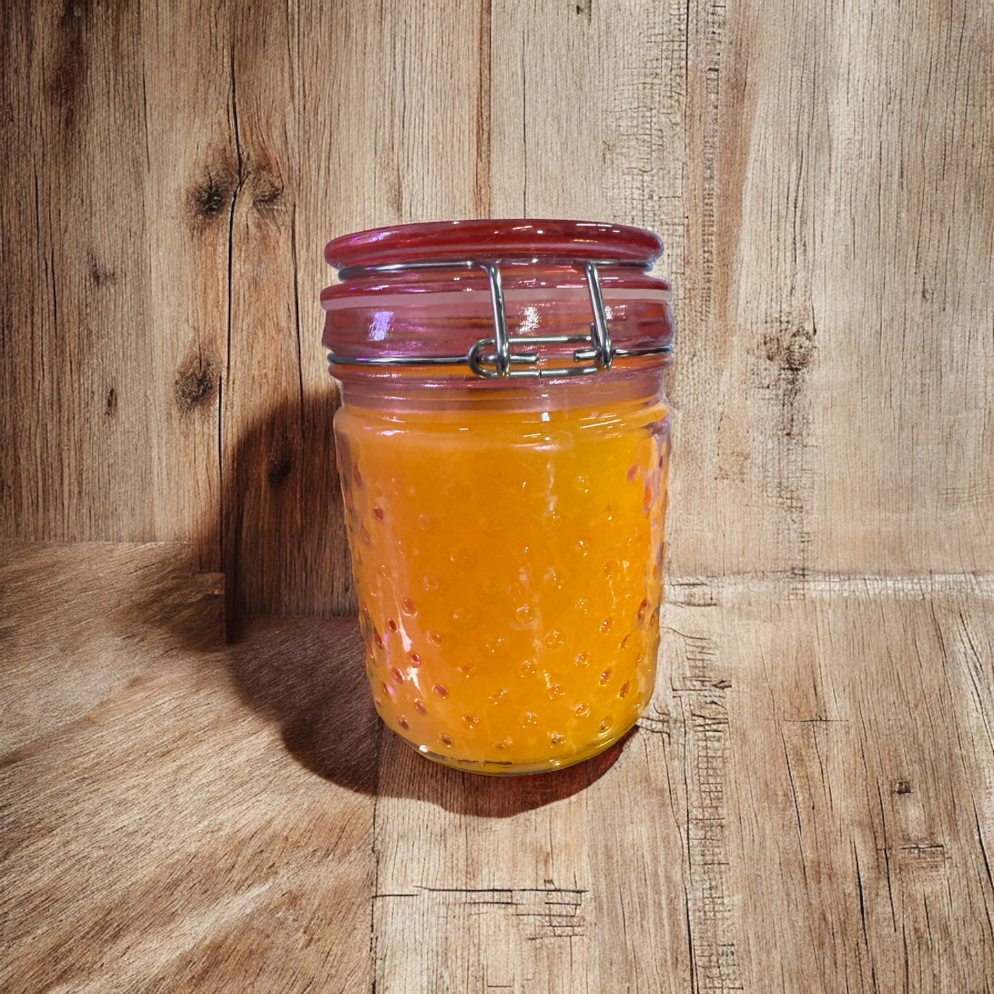 Sunshine Candle Repurposed Rare Pink Canning Jar 16fl oz