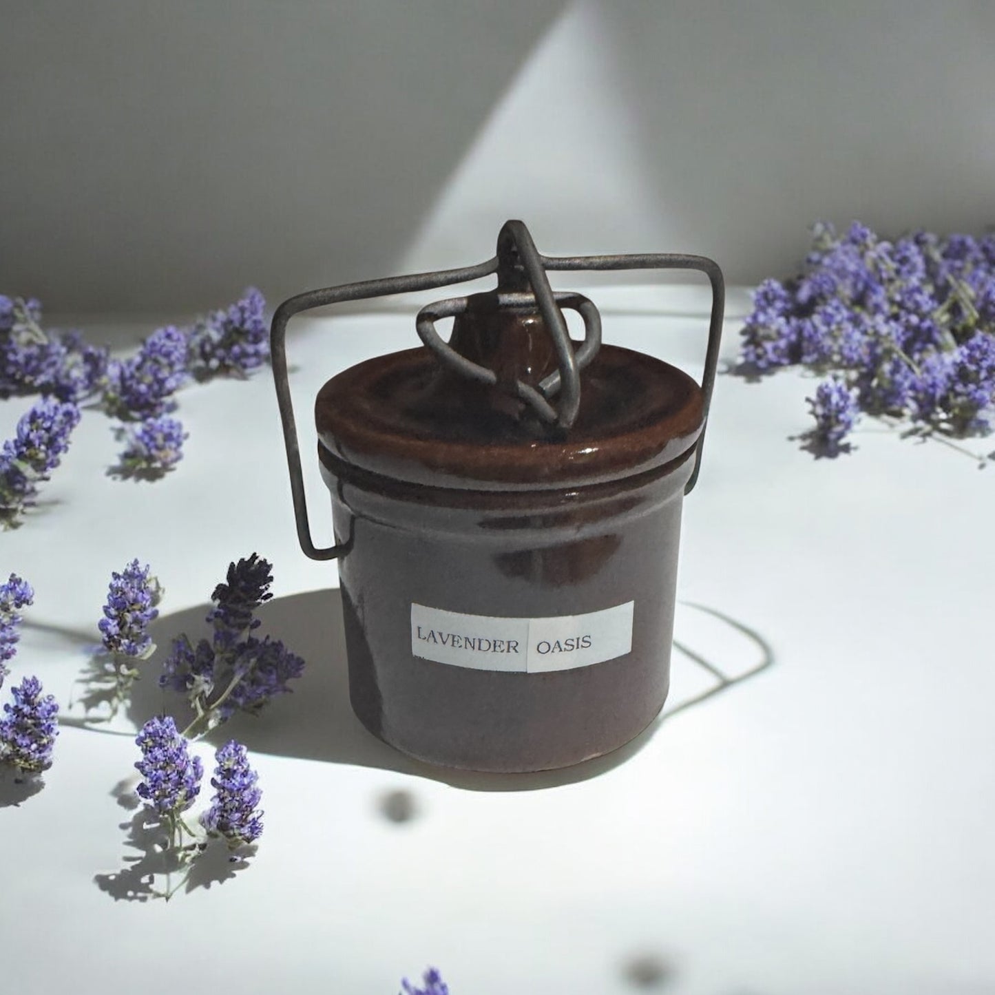 Lavender Oasis Repurposed Mini Cheese Crock 6fl oz Candle