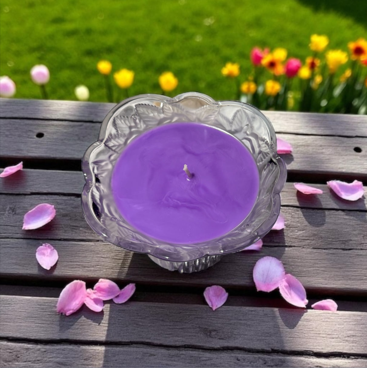 Sierra Rosette Candle 8fl oz Repurposed Rare Vintage Mikasa Frosted Dish