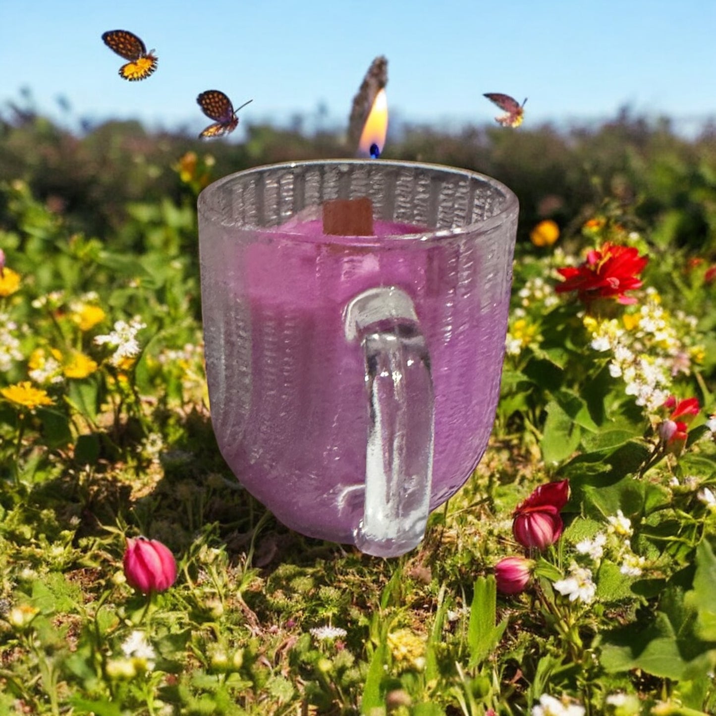 Midnight Moonflowers Repurposed Glass Cup Candle 6fl oz