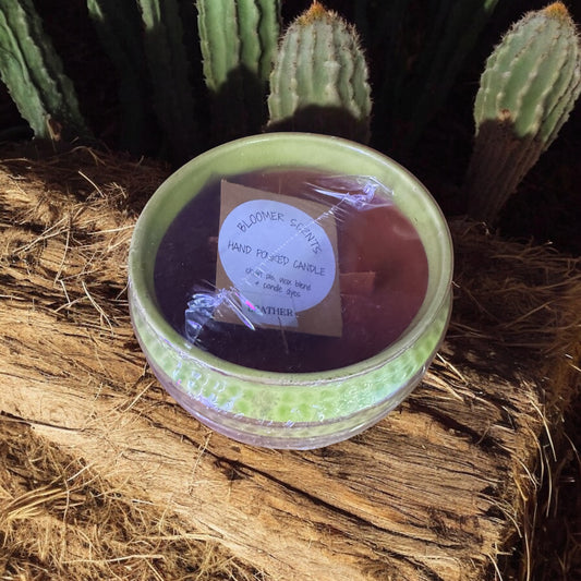 Leather Candle Repurposed Vintage Dish 22fl oz