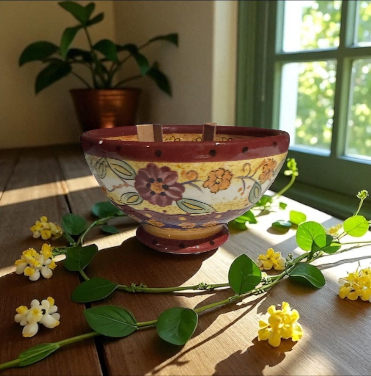 Honeysuckle Dreams 24fl oz Repurposed Decorative Bowl