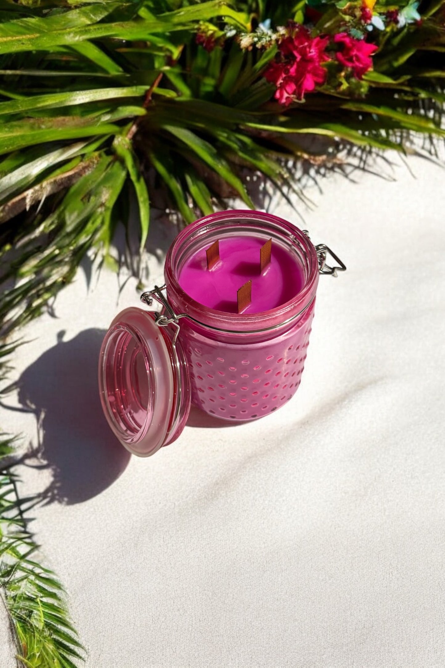 Tropical Breeze Repurposed Rare Pink Canning Jar 16fl oz