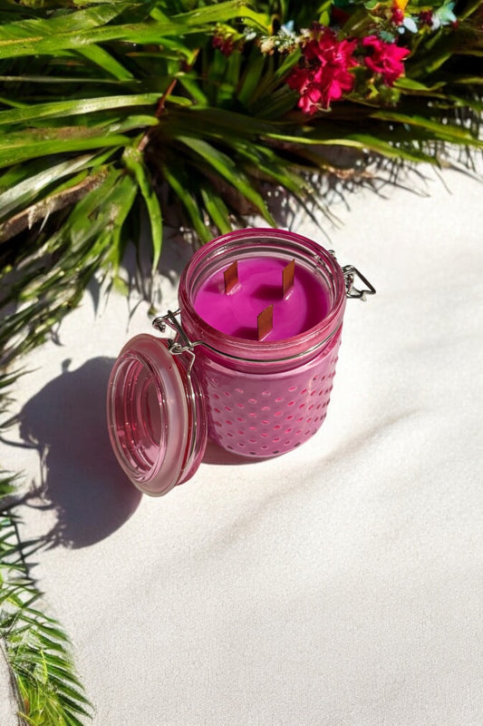 Tropical Breeze Repurposed Rare Pink Canning Jar 16fl oz