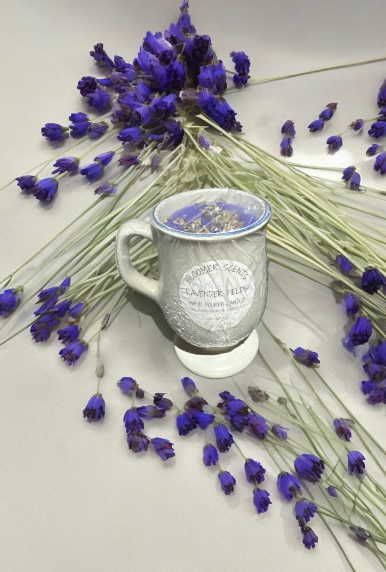 Lavender Fields Candle Repurposed Vintage Pfaltzgraff Cup 6fl oz