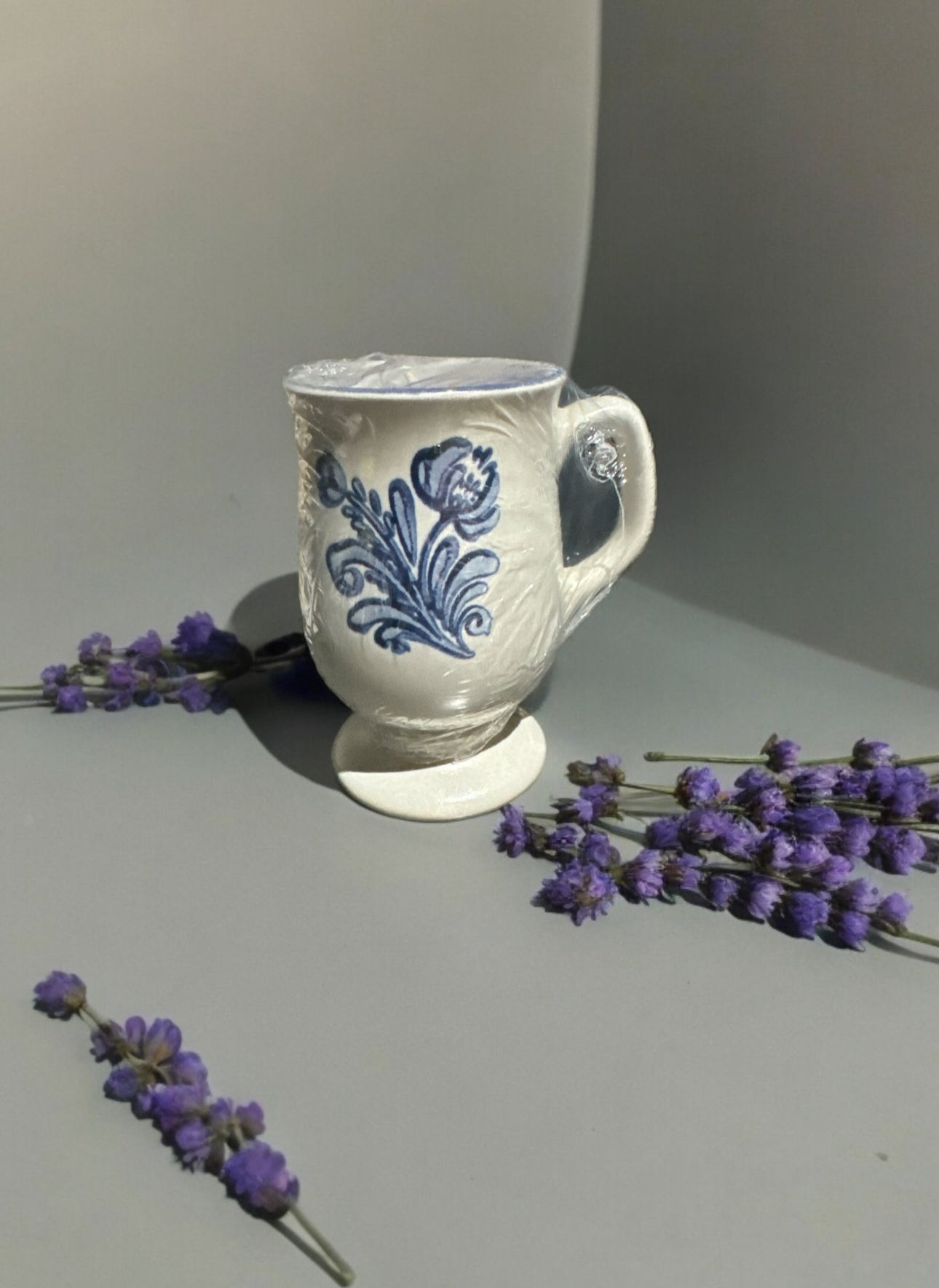 Lavender Fields Candle Repurposed Vintage Pfaltzgraff Cup 6fl oz