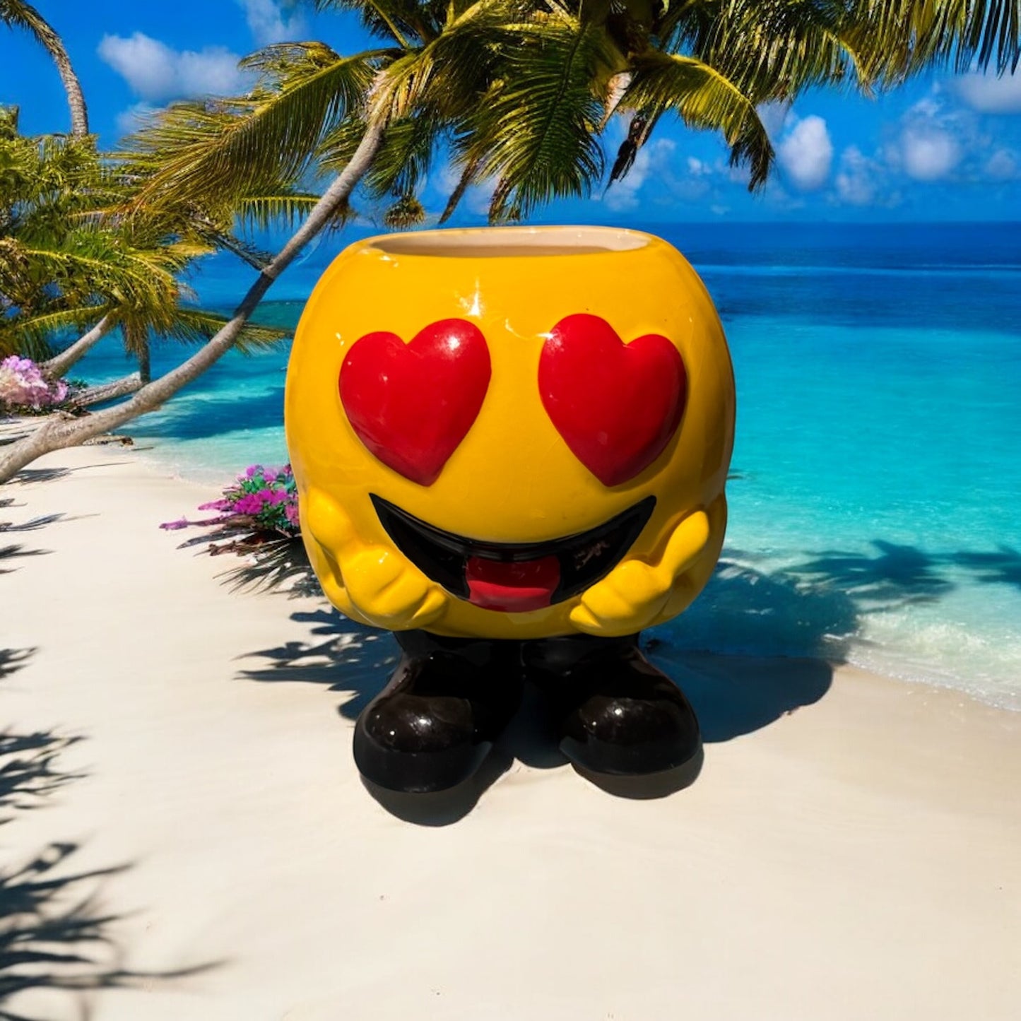 Beach Bum Repurposed Smiley Face Mug 8fl oz