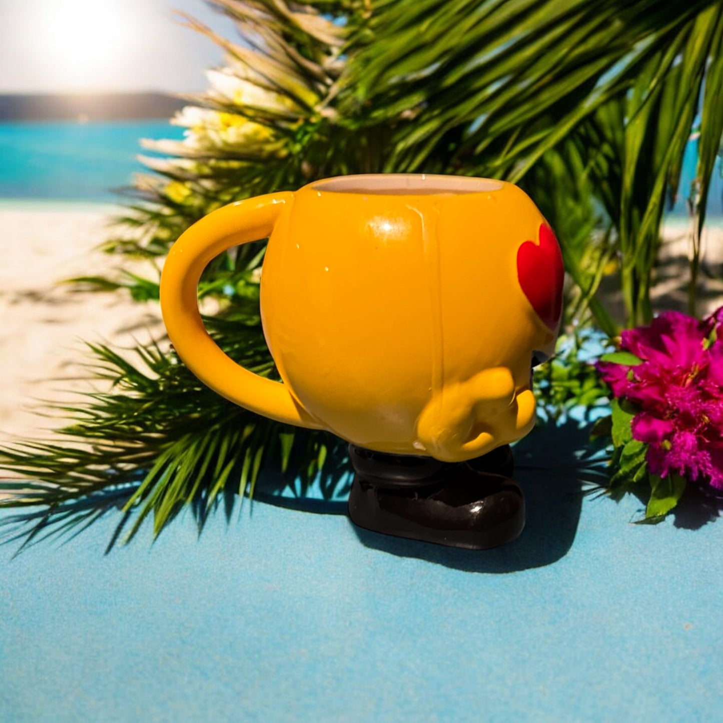 Beach Bum Repurposed Smiley Face Mug 8fl oz