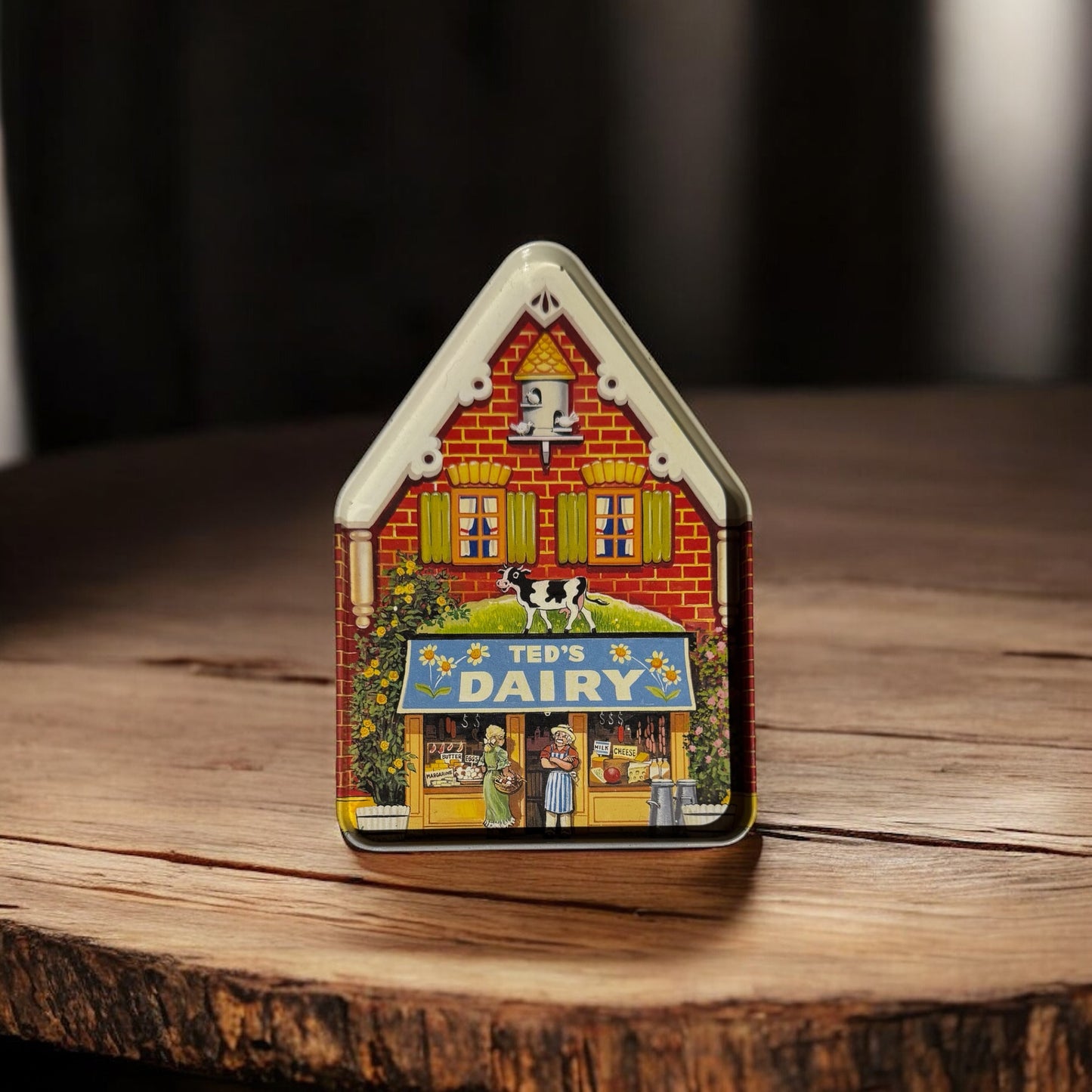 Parker Peach Candle 16fl oz Repurposed Vintage Toy Town Tin