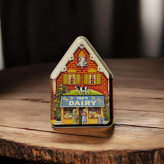 Parker Peach Candle 16fl oz Repurposed Vintage Toy Town Tin