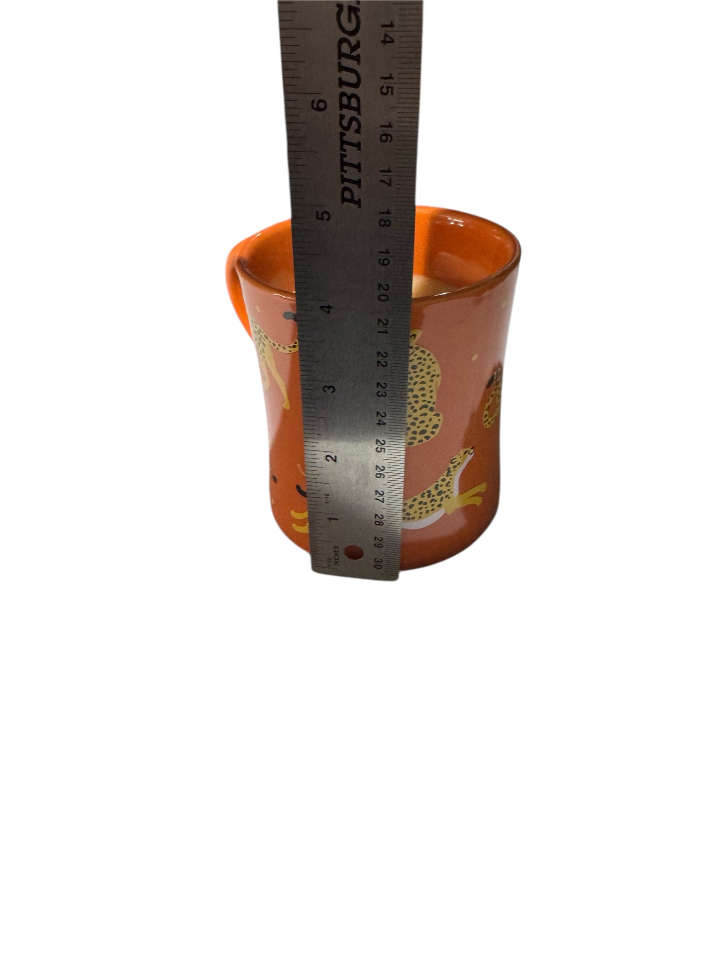 Handmade Beach Bum Scented Candle in Repurposed Be Fierce Orange Mug with Leopard Design, 12 fl oz