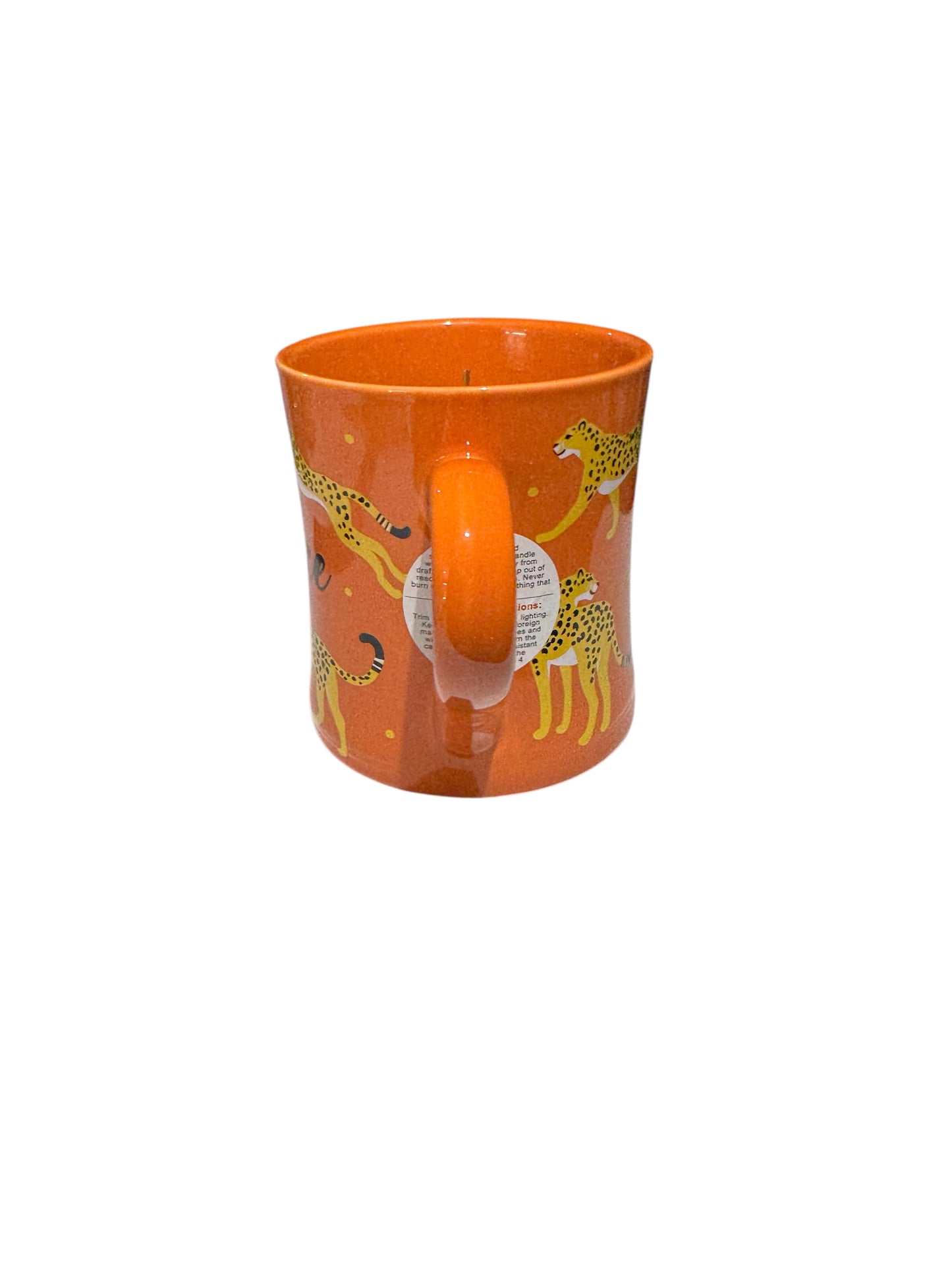 Handmade Beach Bum Scented Candle in Repurposed Be Fierce Orange Mug with Leopard Design, 12 fl oz