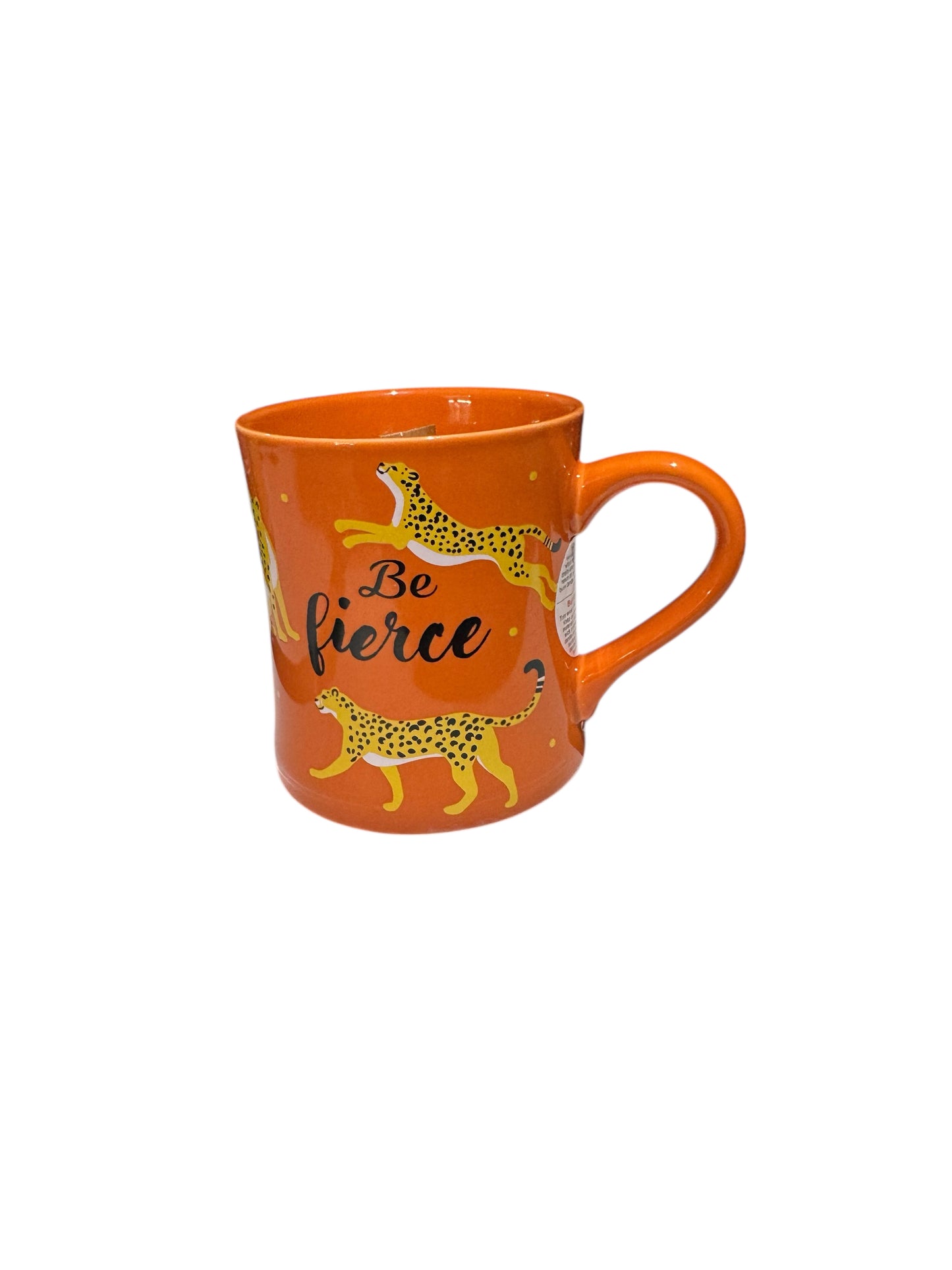 Handmade Beach Bum Scented Candle in Repurposed Be Fierce Orange Mug with Leopard Design, 12 fl oz