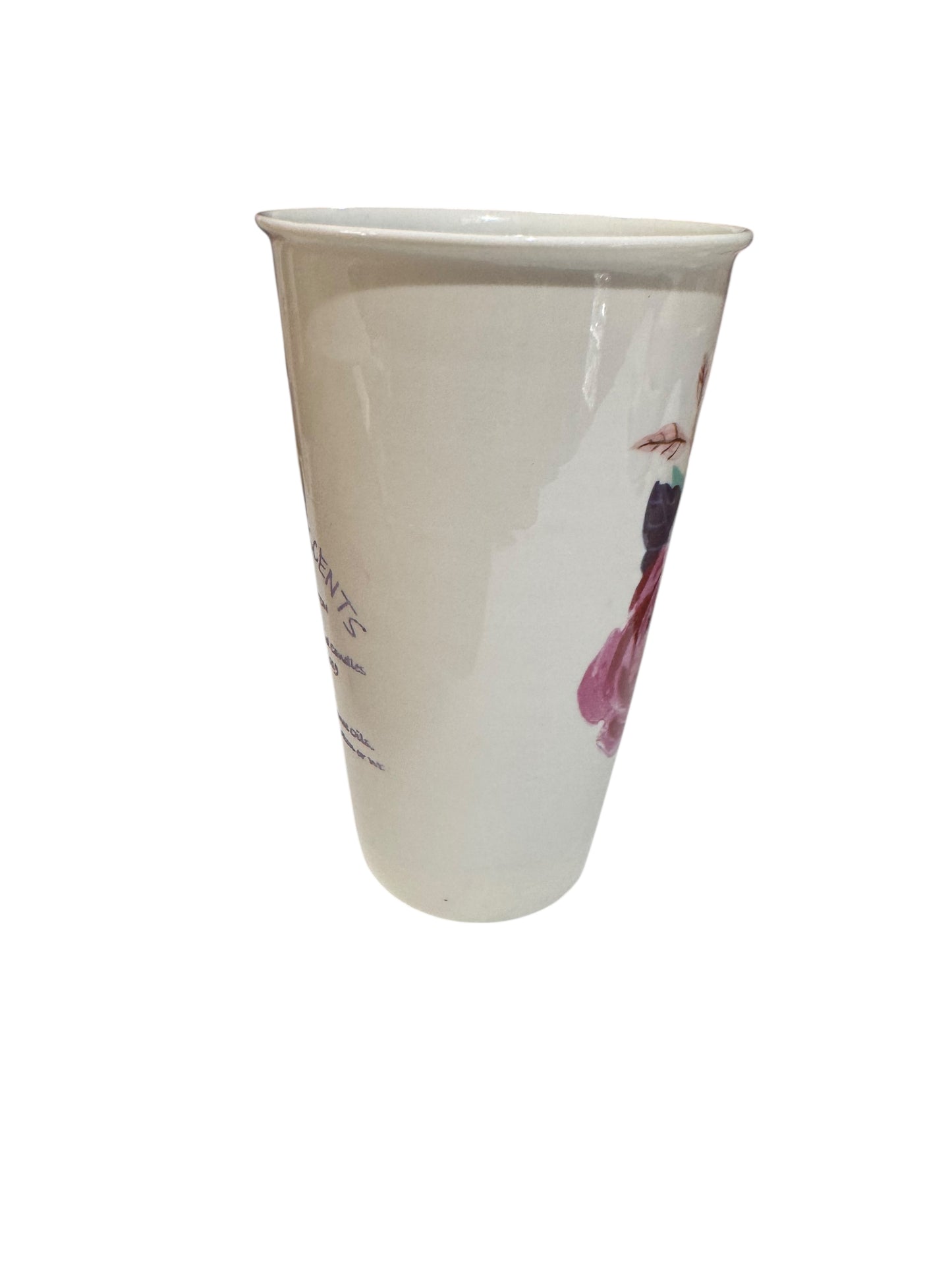 Handmade Clean Cotton Candle, Repurposed Tall Floral Ceramic Mug, 14 fl oz