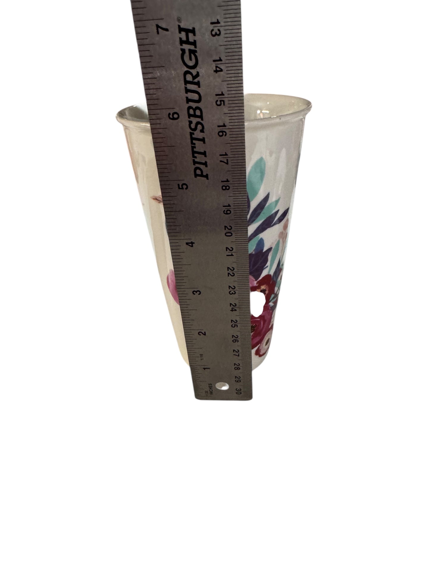 Handmade Clean Cotton Candle, Repurposed Tall Floral Ceramic Mug, 14 fl oz