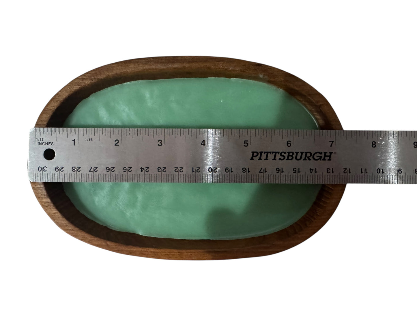 Handmade Cactus Flower & Jade Candle, Repurposed Vintage Wooden Bowl, 10 fl oz, Wood Wicks