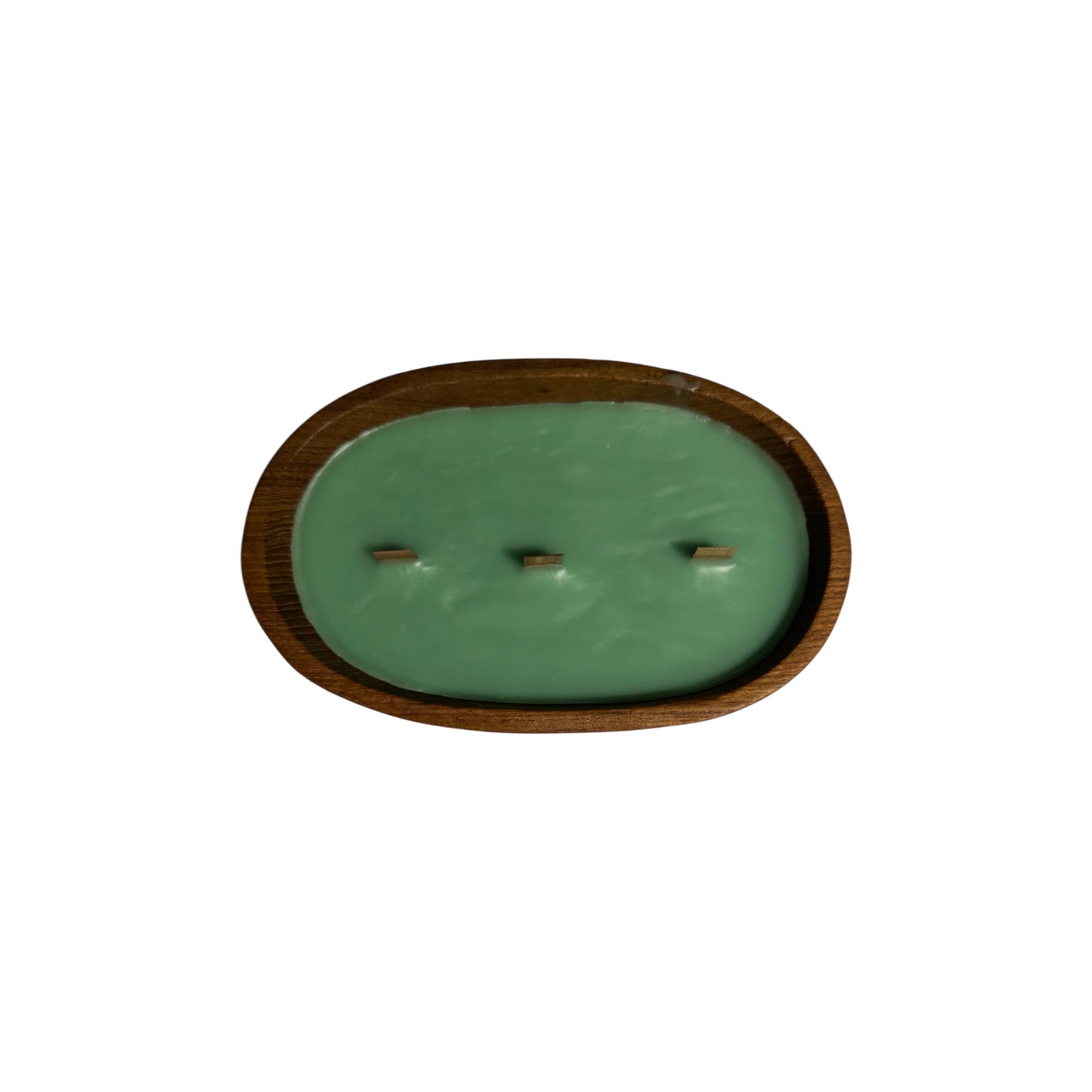 Handmade Cactus Flower & Jade Candle, Repurposed Vintage Wooden Bowl, 10 fl oz, Wood Wicks