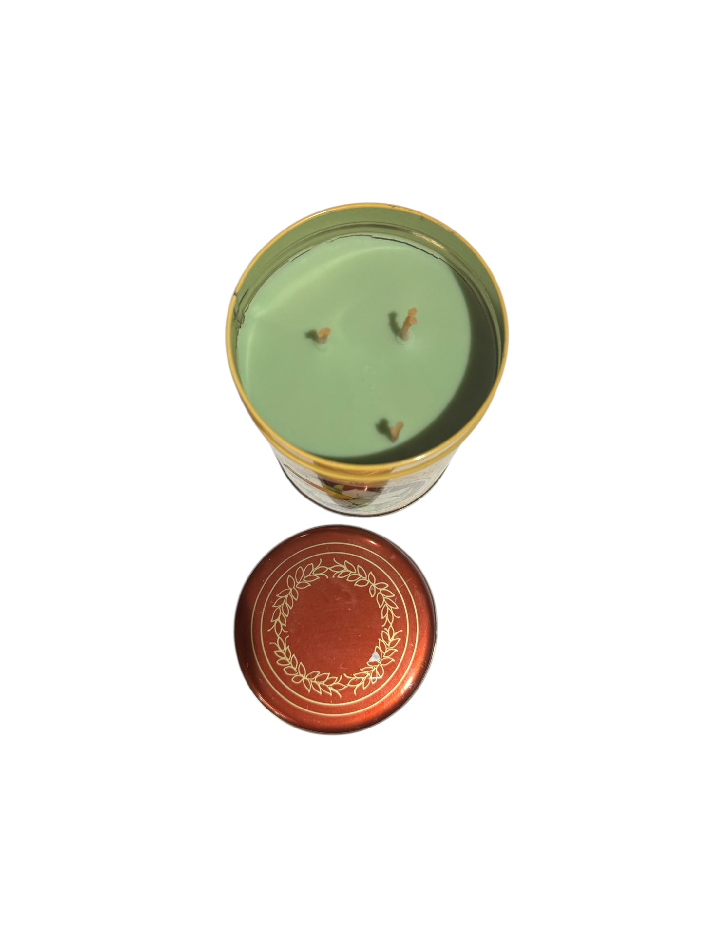 Handmade Cactus Flower & Jade Candle, Repurposed Vintage Floral Tin, 22 fl oz