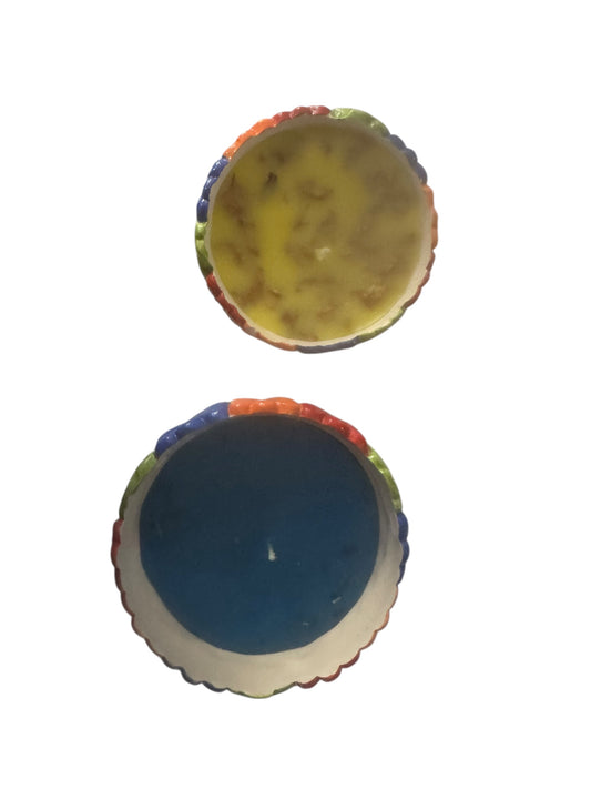 Handmade Candles in Repurposed Vintage Nesting Bowls, Yellow Rose of Texas and Prickly Pear Paradise, 12 fl oz and 8 fl oz, Set of 2