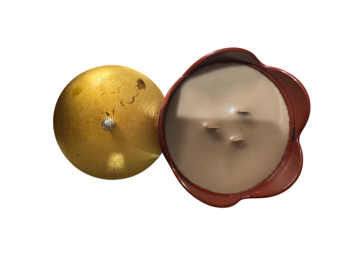 Handmade Cowboy Candle in Repurposed Vintage Resin Bowl with Matching Lid, 24 fl oz