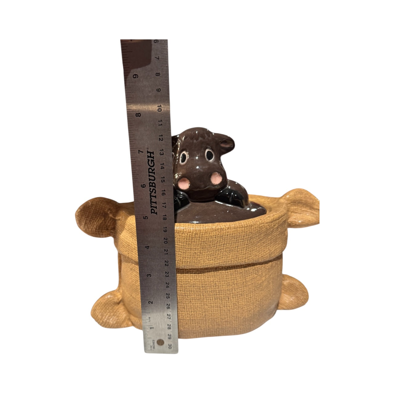 Bloomer Scents Winter Cranberry Scented Candle, Vintage Cow in Burlap Sack Ceramic Jar with Lid, 22 fl oz