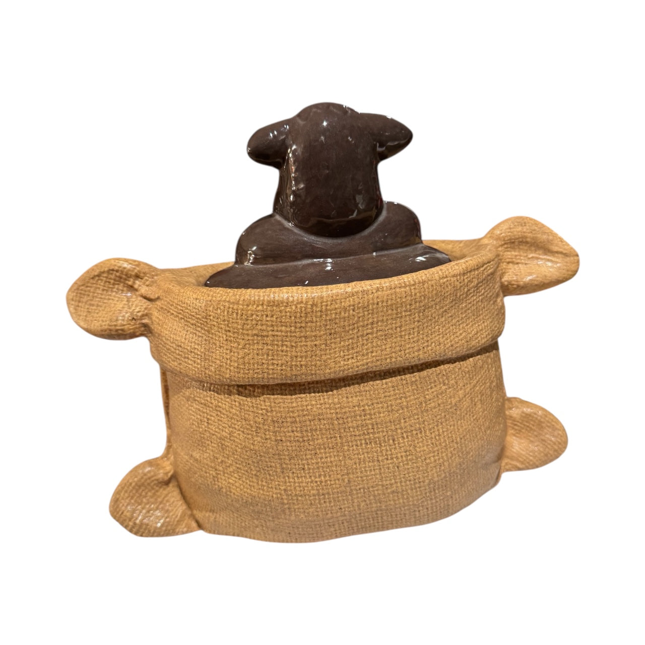 Bloomer Scents Winter Cranberry Scented Candle, Vintage Cow in Burlap Sack Ceramic Jar with Lid, 22 fl oz