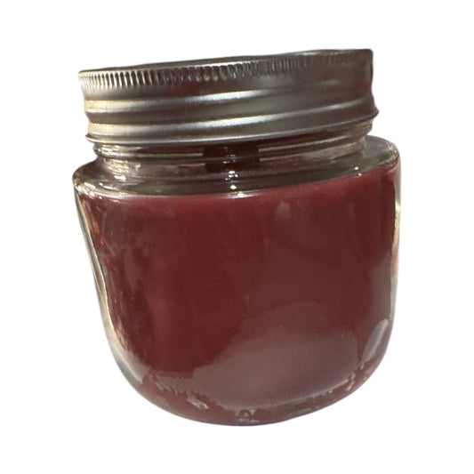 Handmade Winter Cranberry Candle, Repurposed Glass Jar with Silver Lid, 16 fl oz