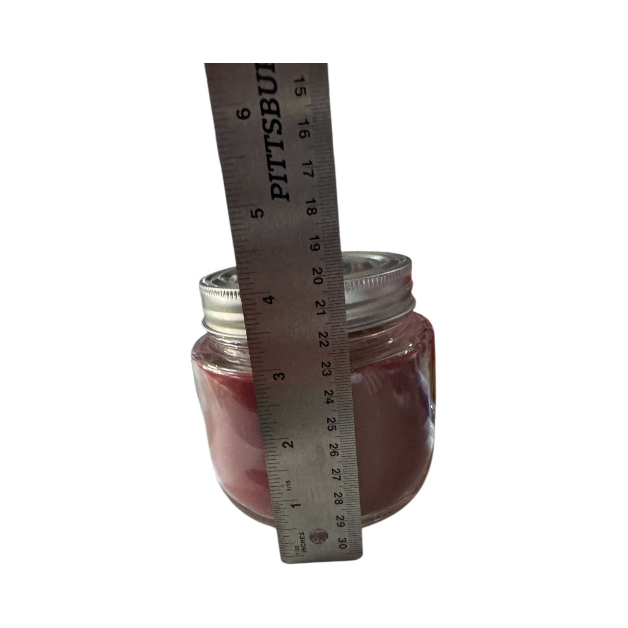 Handmade Winter Cranberry Candle, Repurposed Glass Jar with Silver Lid, 16 fl oz