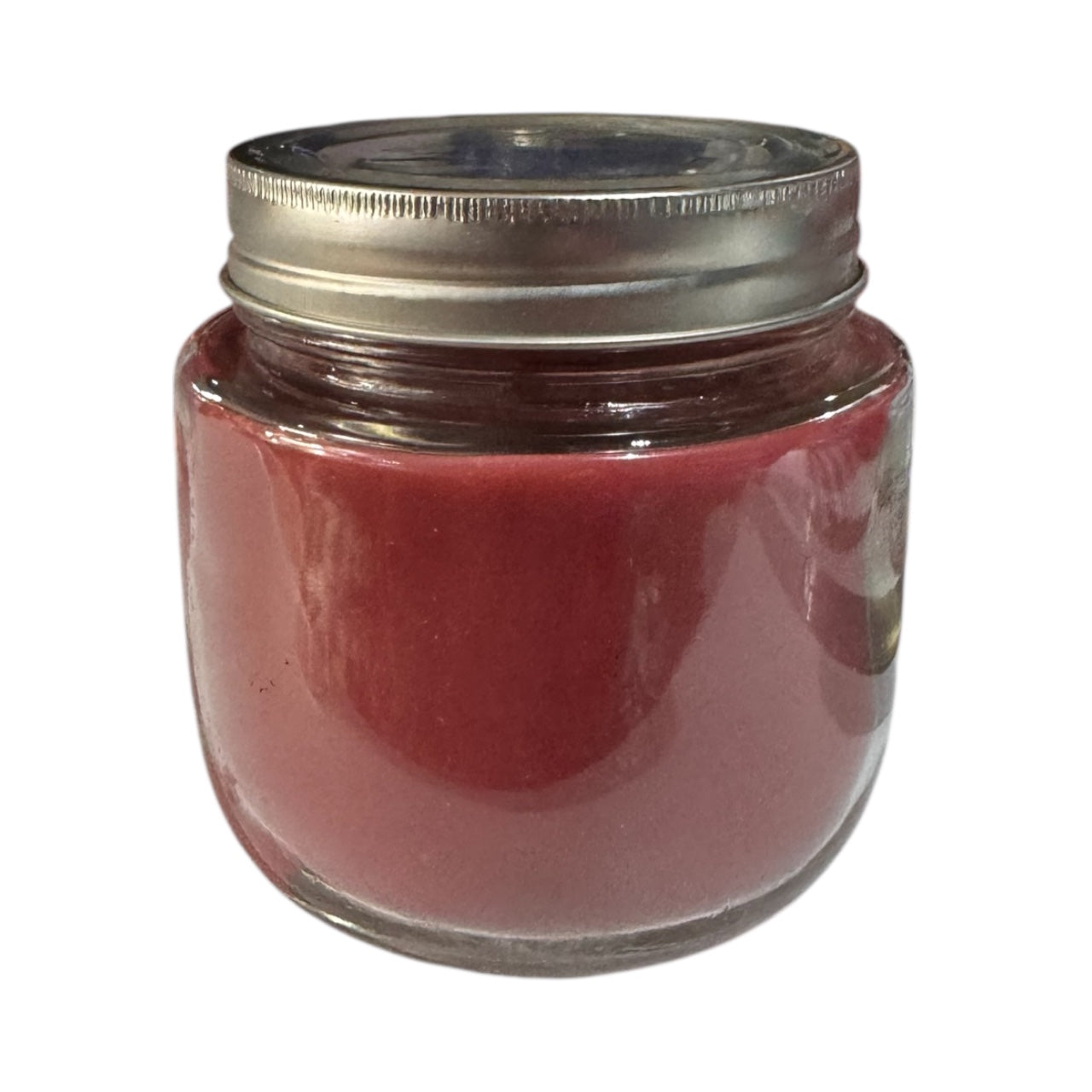 Handmade Winter Cranberry Candle, Repurposed Glass Jar with Silver Lid, 16 fl oz