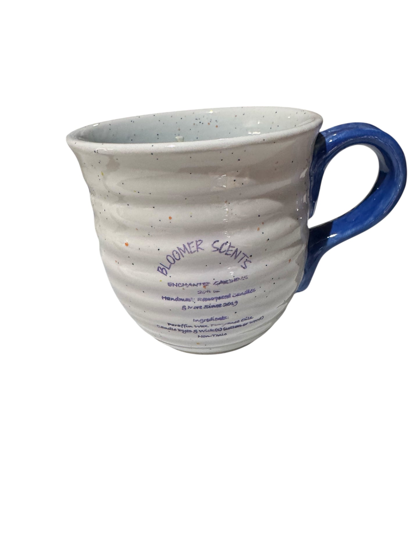 Handmade Scented Candle in Repurposed Pottery Mug, Enchanted Gardens, 20 fl oz