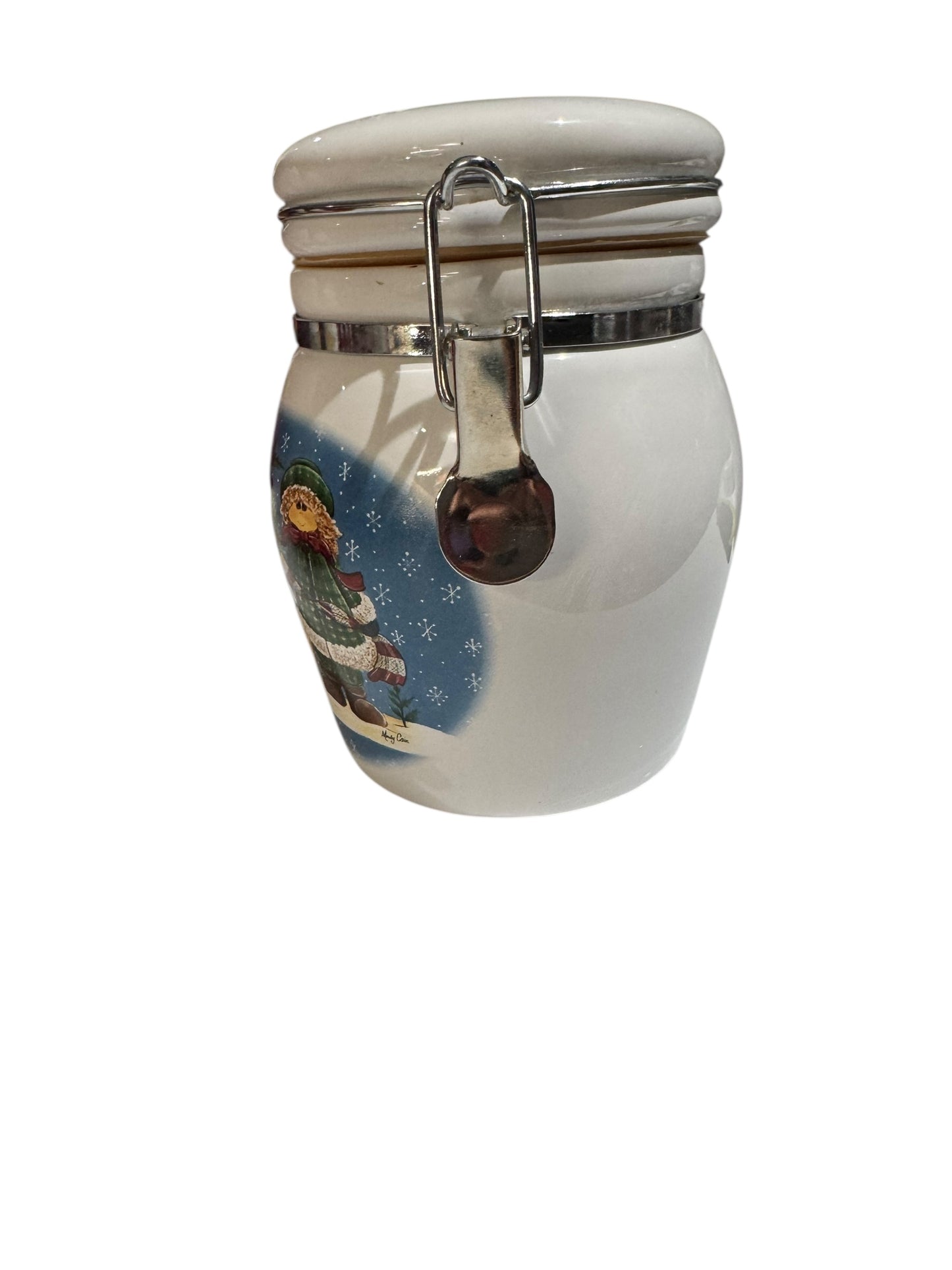 Handmade Fraser Fir Scented Candle in Repurposed Vintage Snowman Ceramic Canister, 22 fl oz
