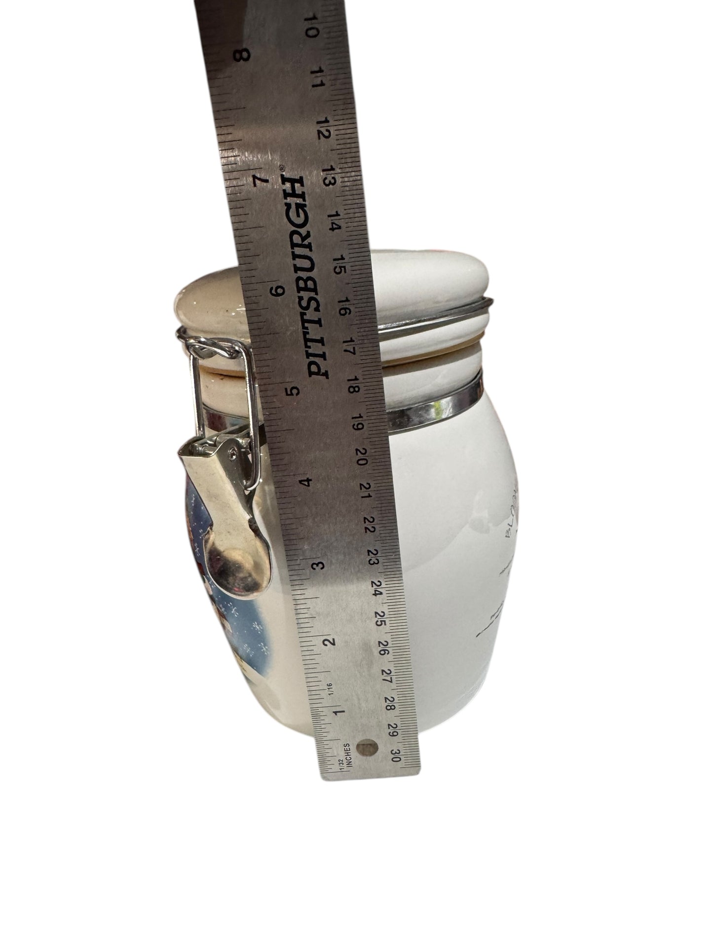 Handmade Fraser Fir Scented Candle in Repurposed Vintage Snowman Ceramic Canister, 22 fl oz