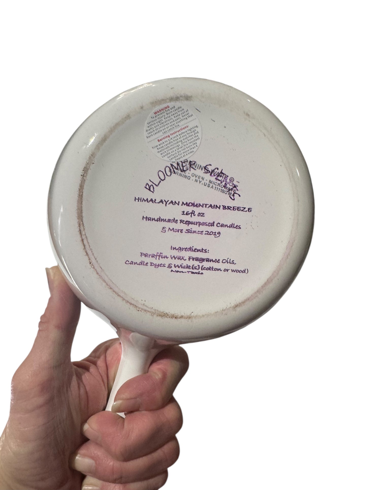 Bloomer Scents Handmade Himalayan Mountain Breeze Candle, 16 fl oz, Repurposed Vintage Ceramic Skillet, Wildflower Design