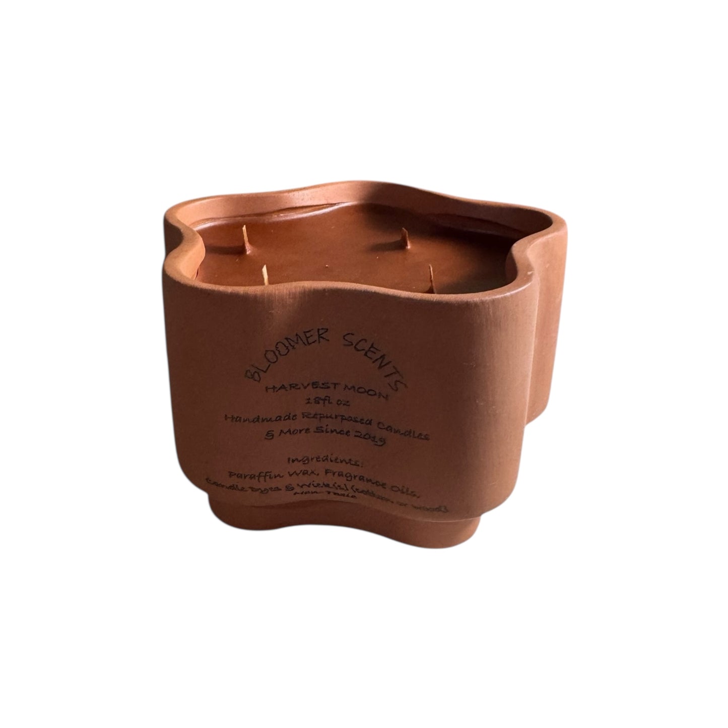 Harvest Moon Handmade Repurposed Candle, Pottery Planter Vessel, 18 fl oz