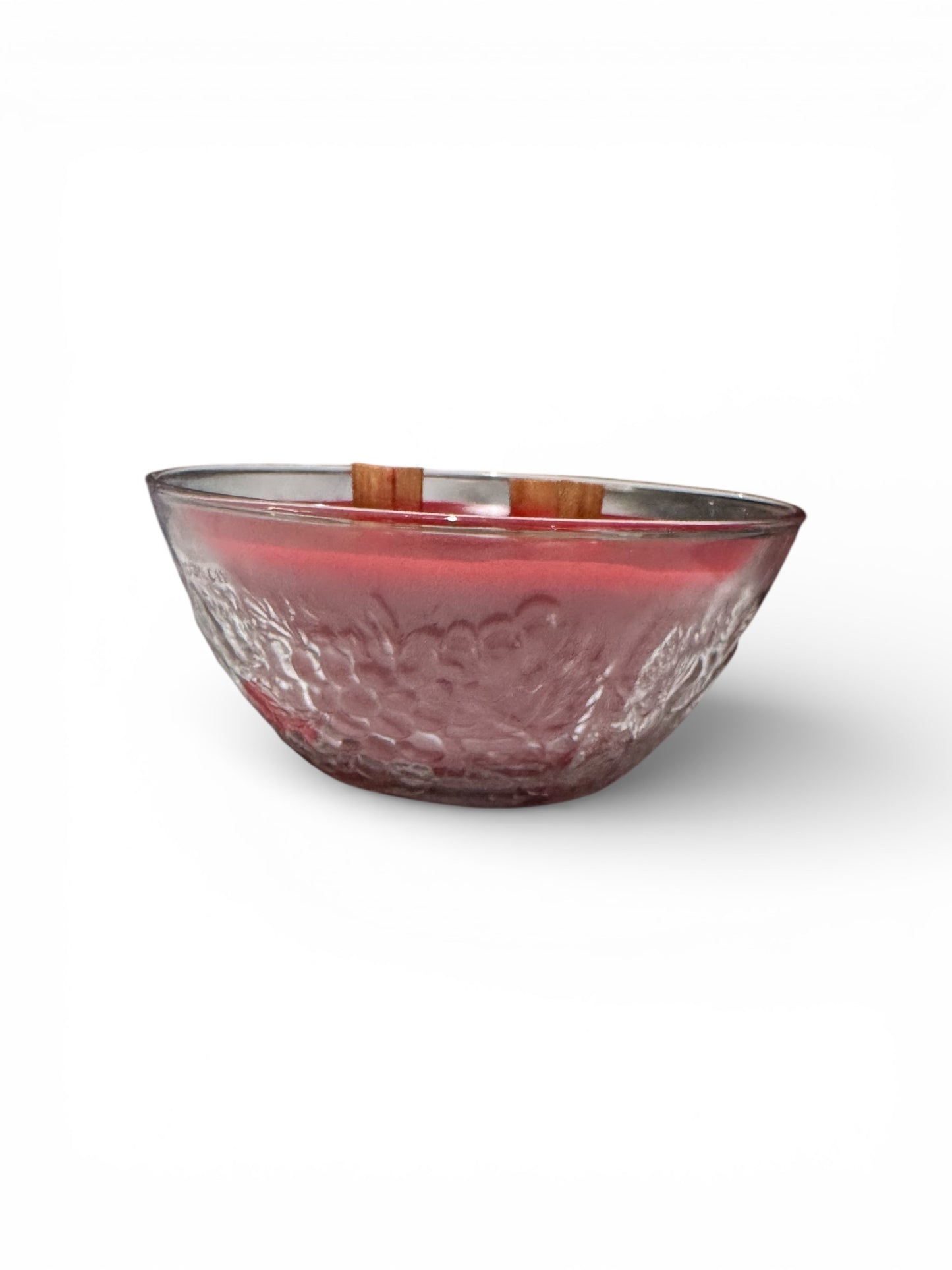 Bloomer Scents Handmade Honeysuckle Dreams Candle, Repurposed Vintage Clear Glass Dish with Embossed Design, 8 fl oz