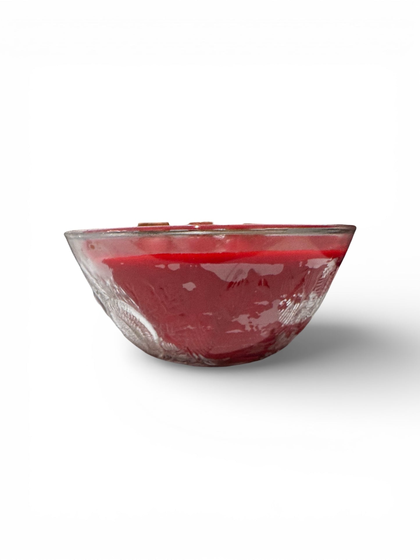 Bloomer Scents Handmade Honeysuckle Dreams Candle, Repurposed Vintage Clear Glass Dish with Embossed Design, 8 fl oz