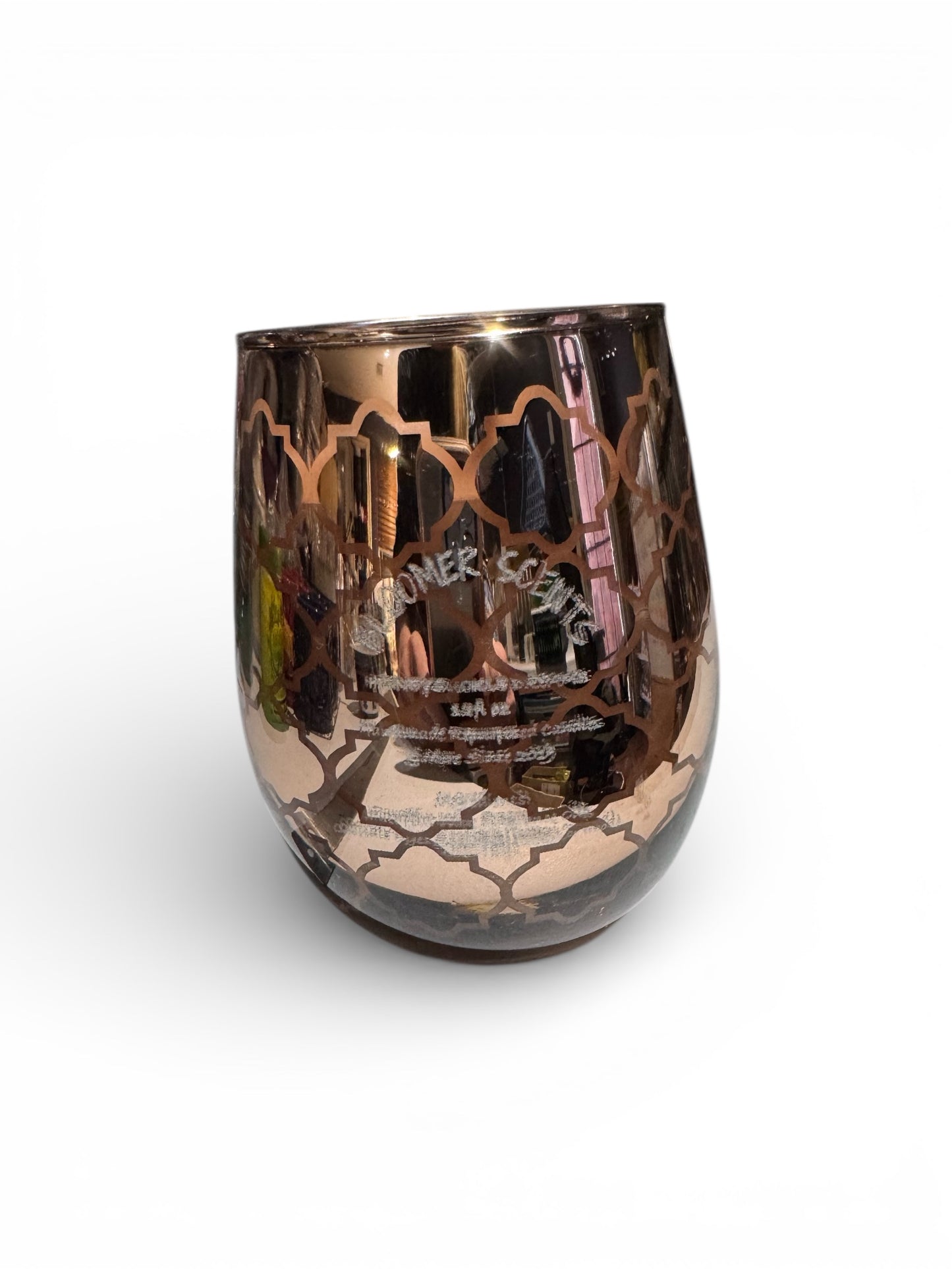 Handmade Honeysuckle Dreams Scented Candle, 12 fl oz, Repurposed Stemless Rose Wine Glass