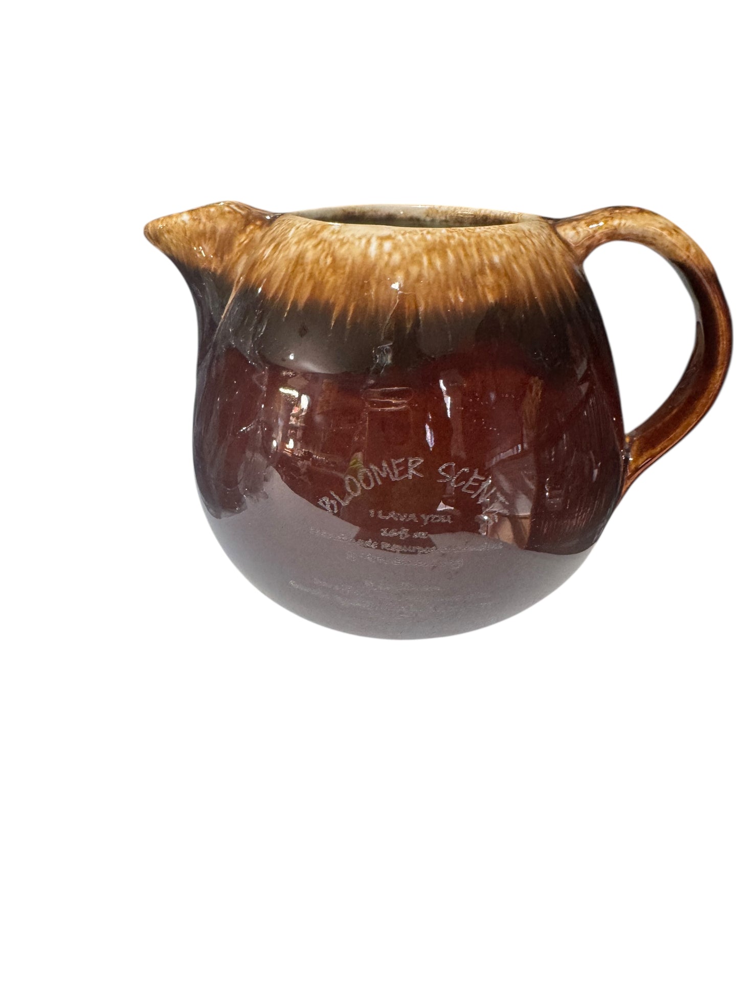 Bloomer Scents Handmade I Lava You Candle, Repurposed Vintage Stoneware Pottery Tea Pot, 16 fl oz