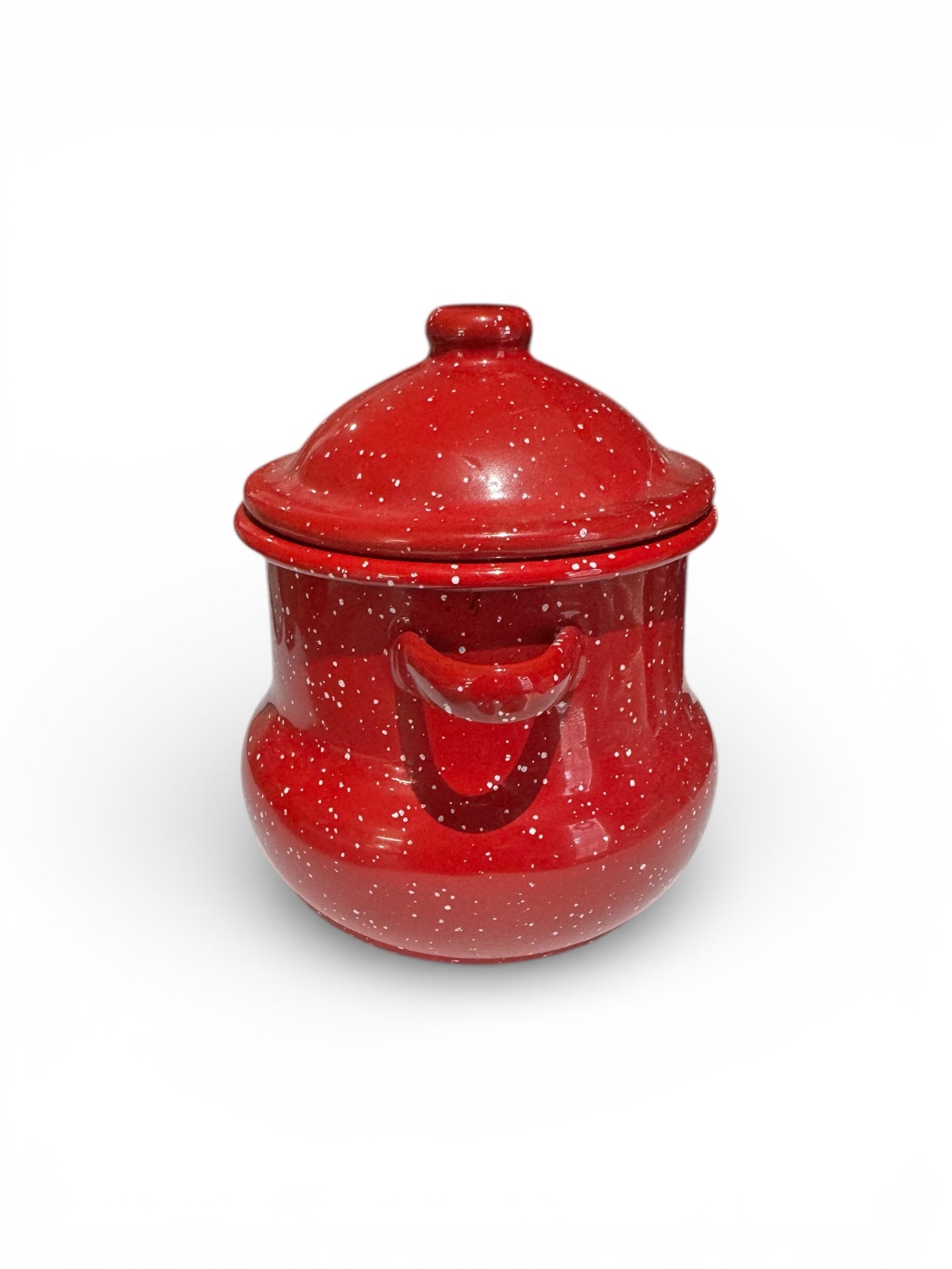 Bloomer Scents Handmade I Lava You Candle, Repurposed Vintage Red & White Speckled Metal Jar with Lid, 16 fl oz