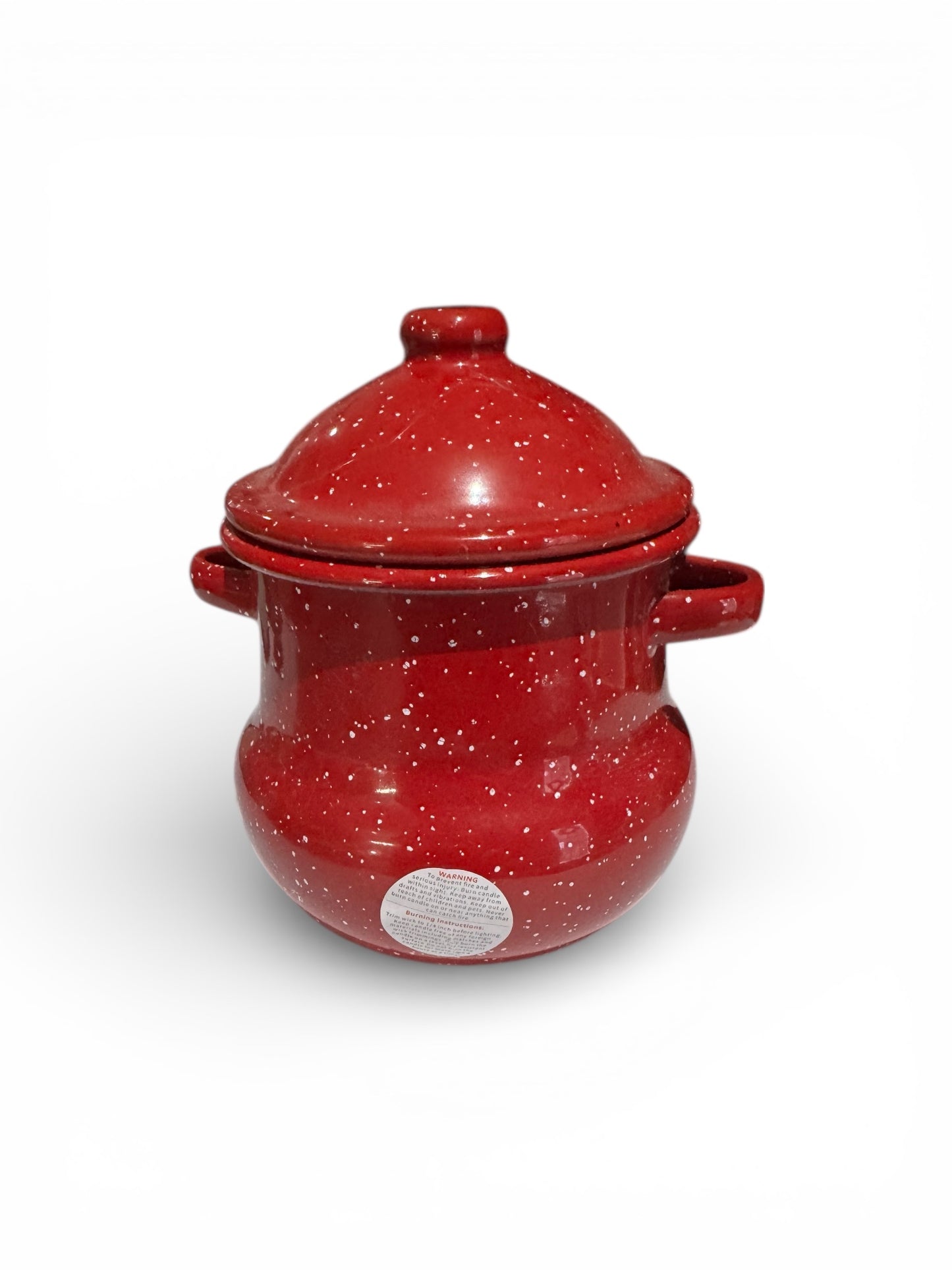 Bloomer Scents Handmade I Lava You Candle, Repurposed Vintage Red & White Speckled Metal Jar with Lid, 16 fl oz