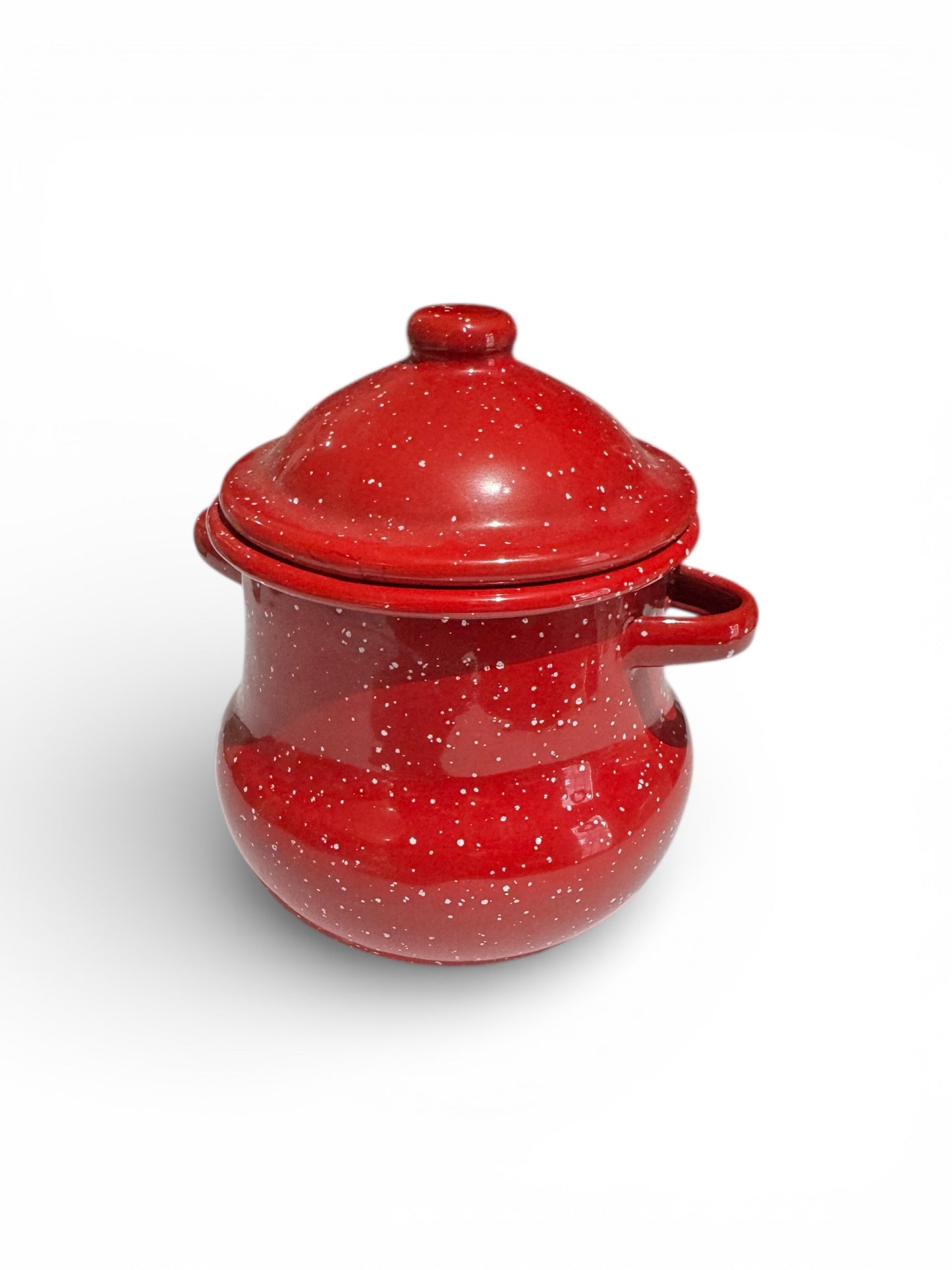 Bloomer Scents Handmade I Lava You Candle, Repurposed Vintage Red & White Speckled Metal Jar with Lid, 16 fl oz