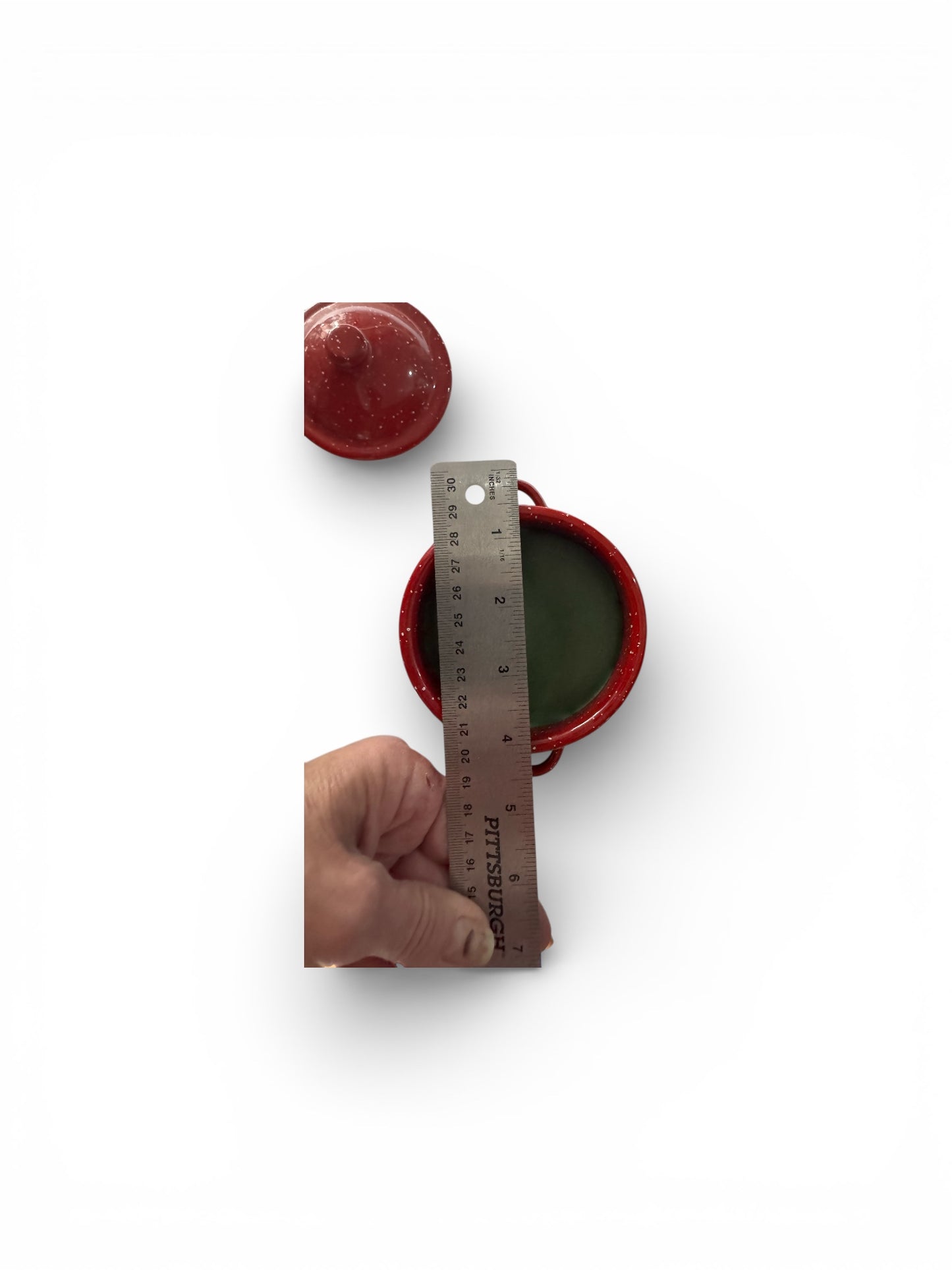 Bloomer Scents Handmade I Lava You Candle, Repurposed Vintage Red & White Speckled Metal Jar with Lid, 16 fl oz