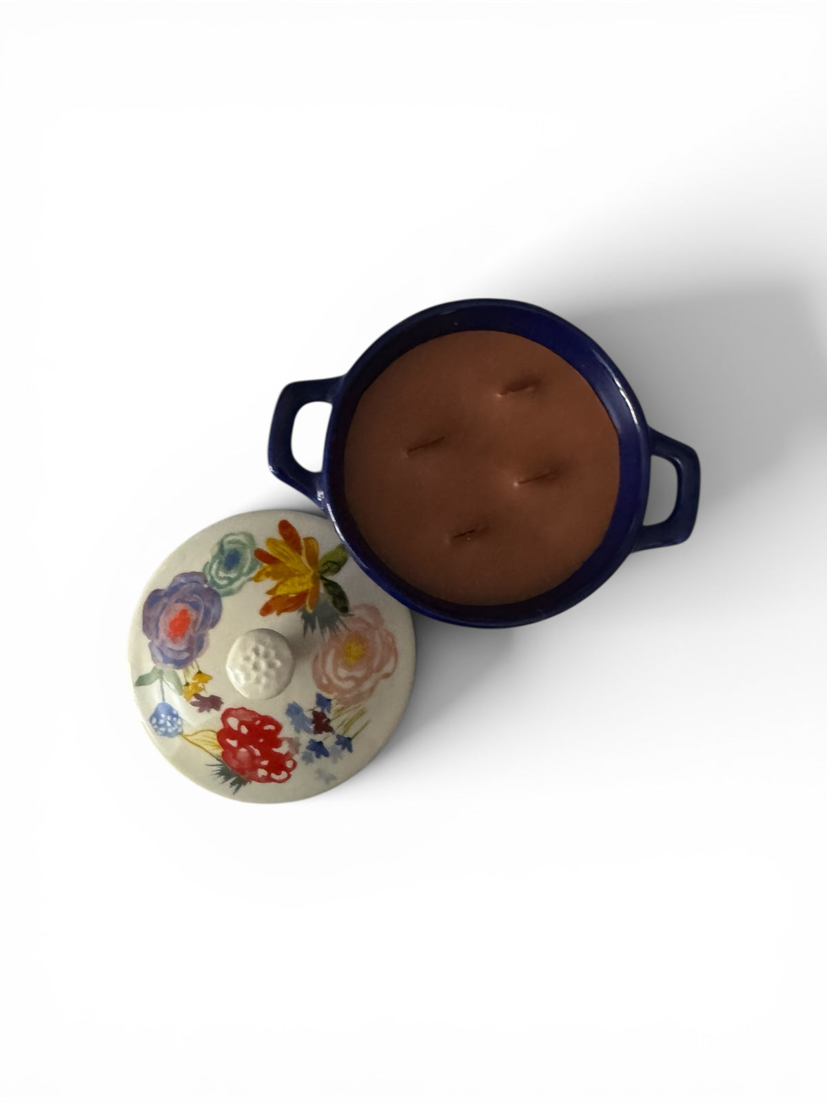 Handmade Leather Scented Candle in Repurposed Mini Casserole Dish with Lid, Non-Toxic, 10 fl oz