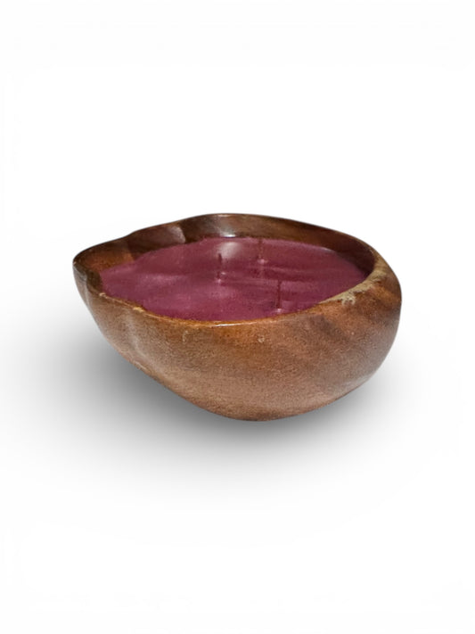 Bloomer Scents Handmade Leather & Lace Candle, Repurposed Vintage Wooden Bowl, 10 fl oz