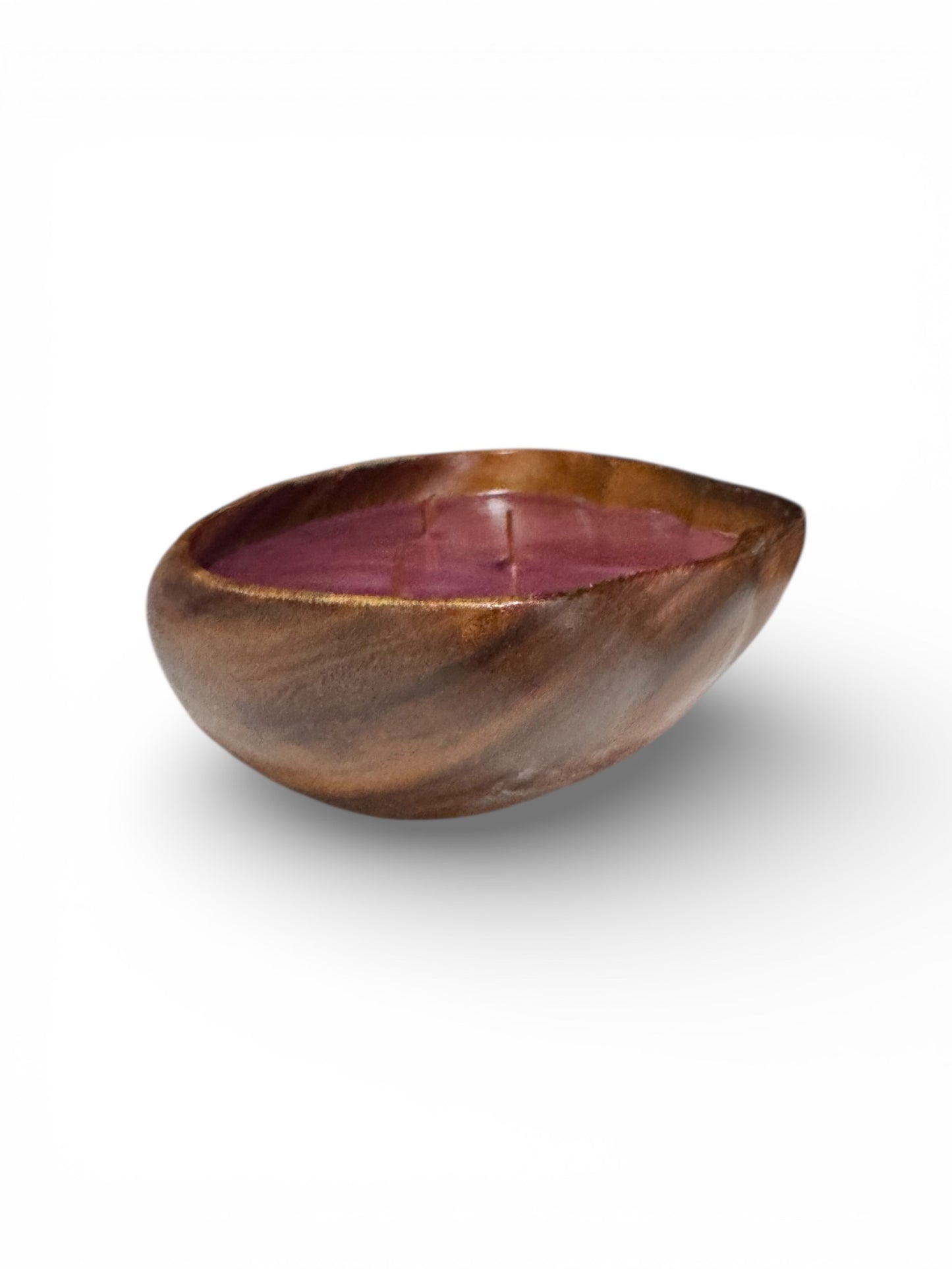 Bloomer Scents Handmade Leather & Lace Candle, Repurposed Vintage Wooden Bowl, 10 fl oz