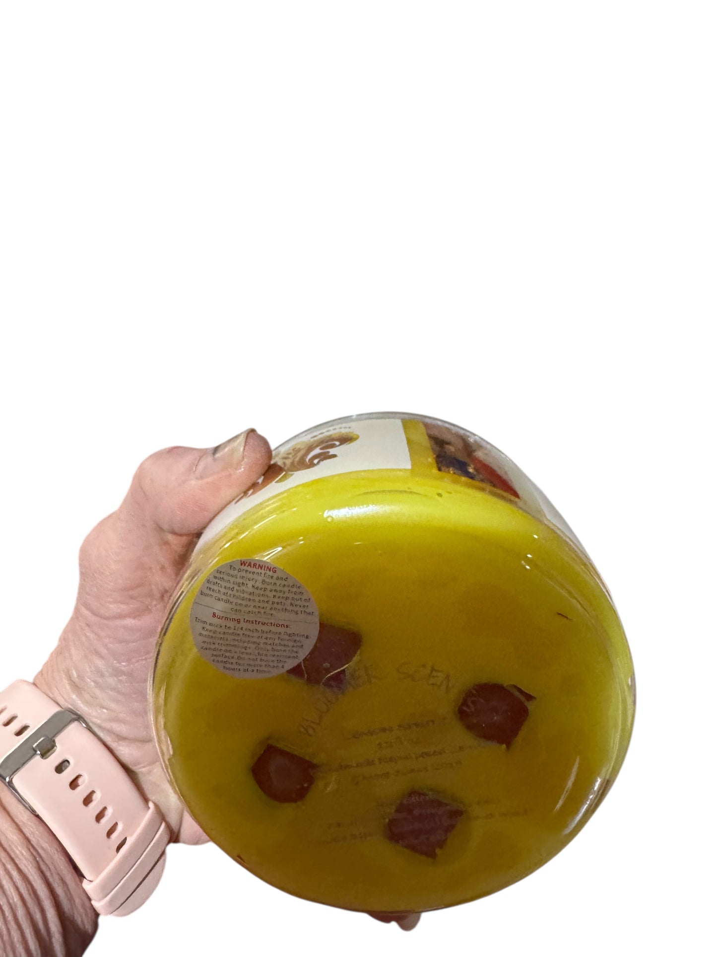 Bloomer Scents Handmade Lemon Spritz Candle, Yellow Wax, Vintage Glass Fleur De Lis Bowl, 4 Wicks, 12 fl oz